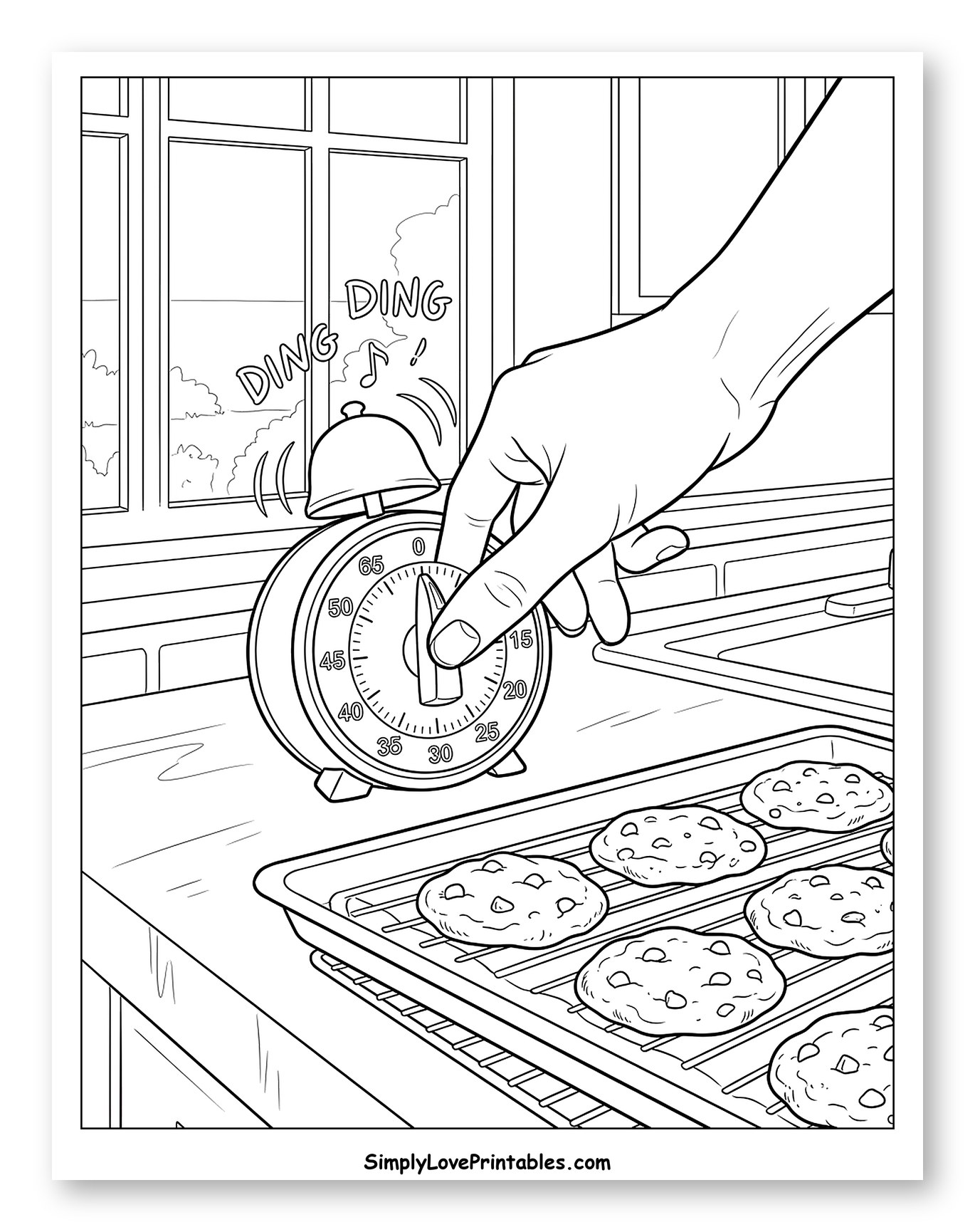 Hand Setting Kitchen Timer Next to Cookies