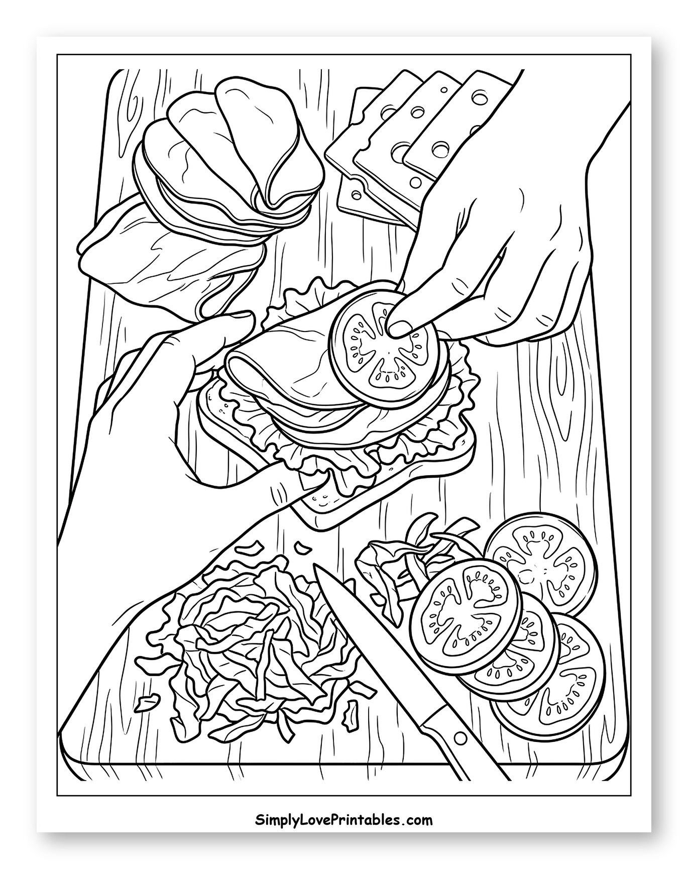 Hands Assembling a Delicious Sandwich