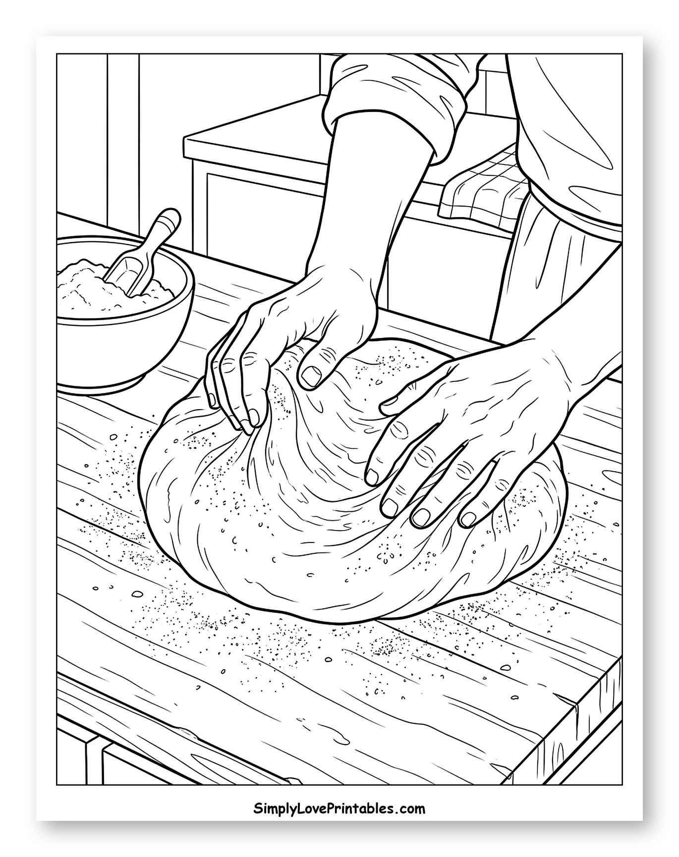 Hands Kneading Pizza Dough on a Table