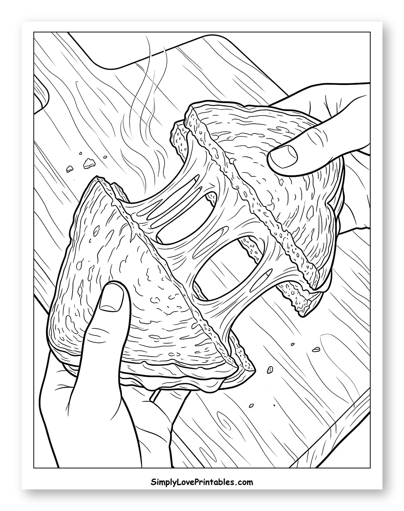 Hands Pulling Apart Hot Grilled Cheese Sandwich