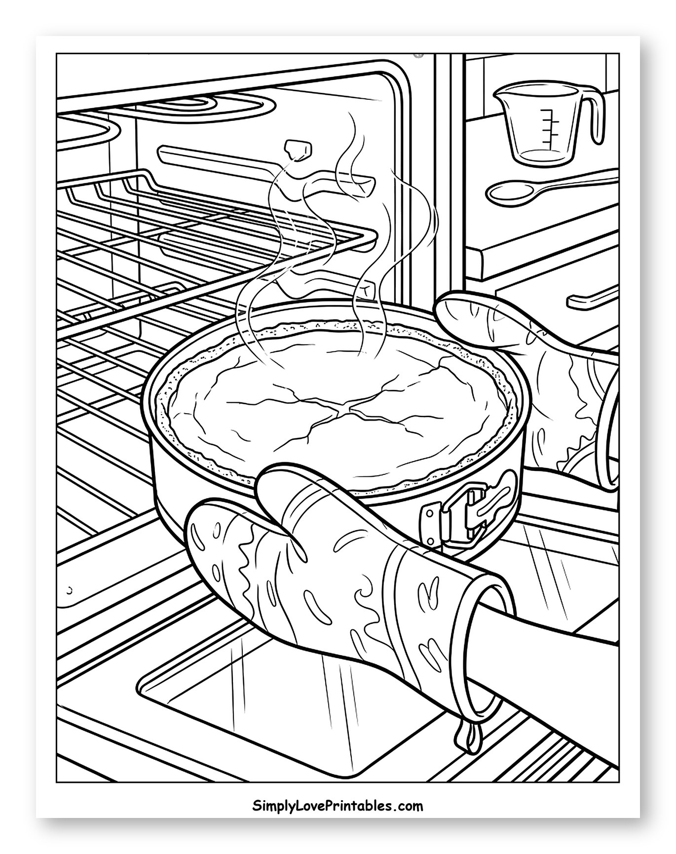 Hands Pulling Steaming Cheesecake from Oven