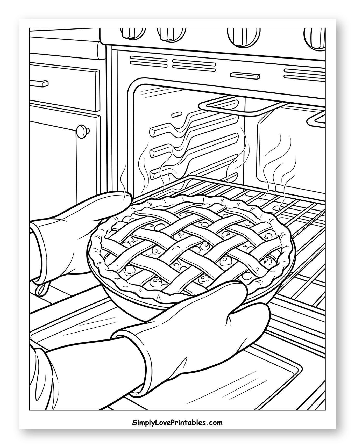 Hands Putting Lattice Pie into a Hot Oven