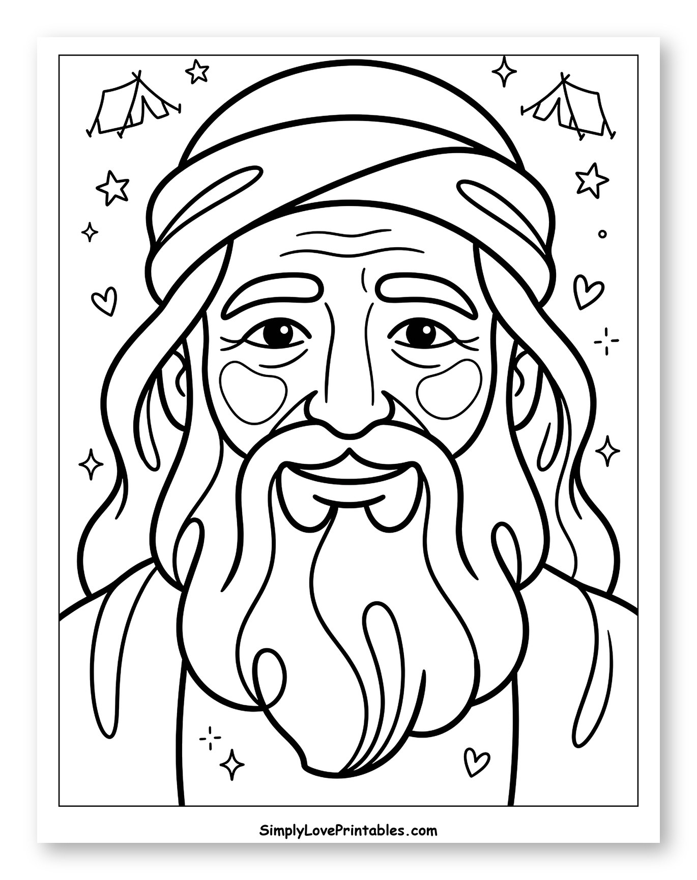 Happy Abraham in Turban and Beard to Color for Adults