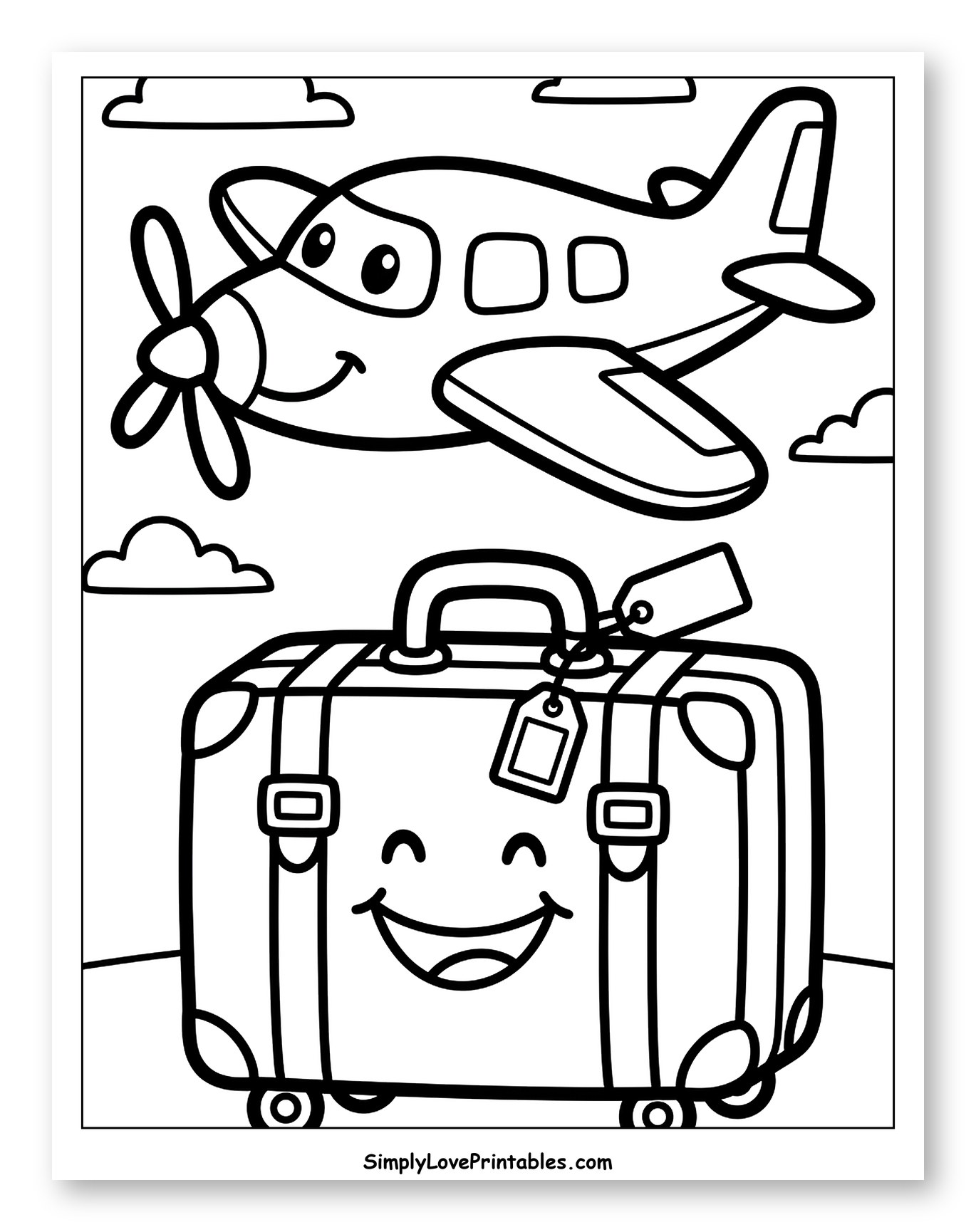 Happy Airplane and Smiling Suitcase