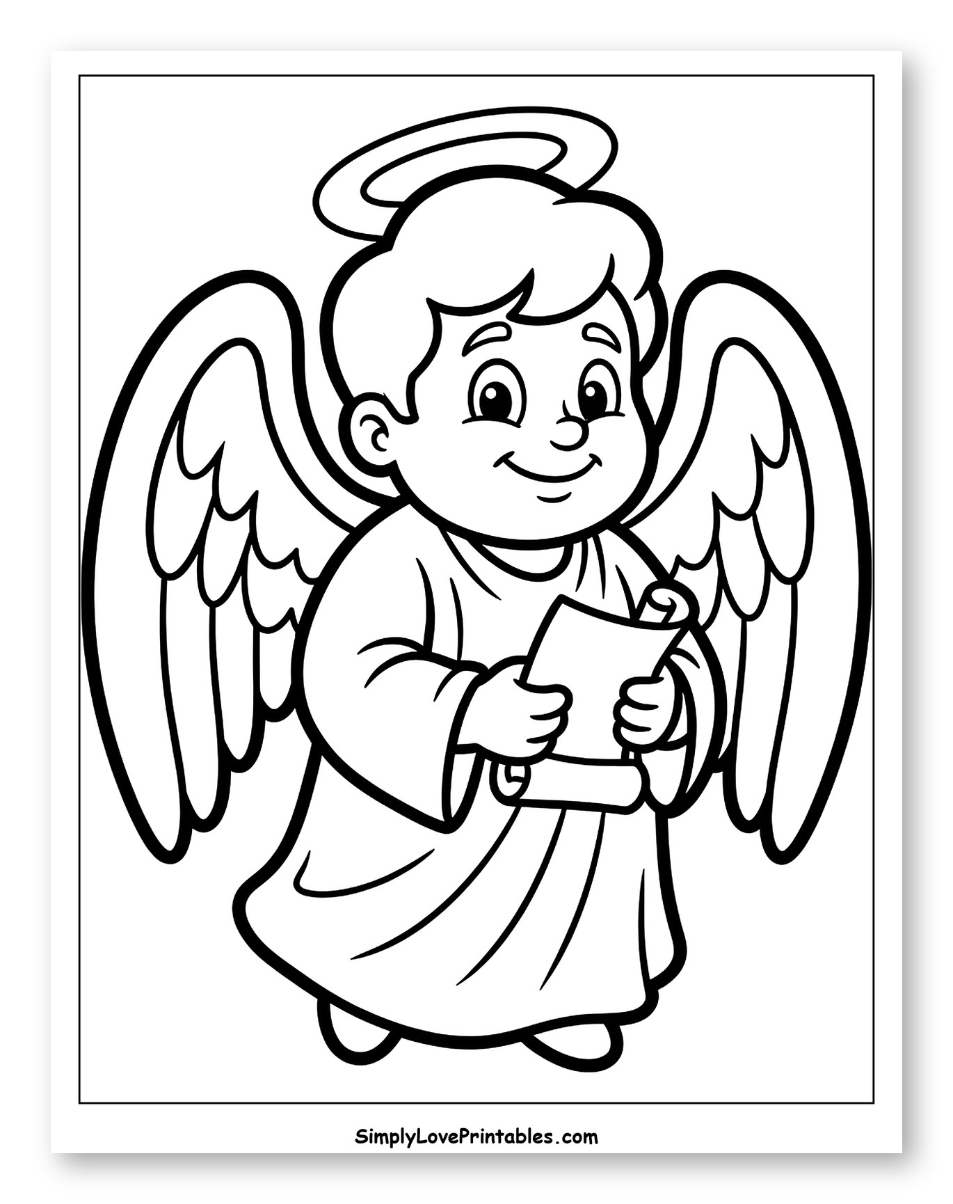 Happy Angel Holding a Scroll