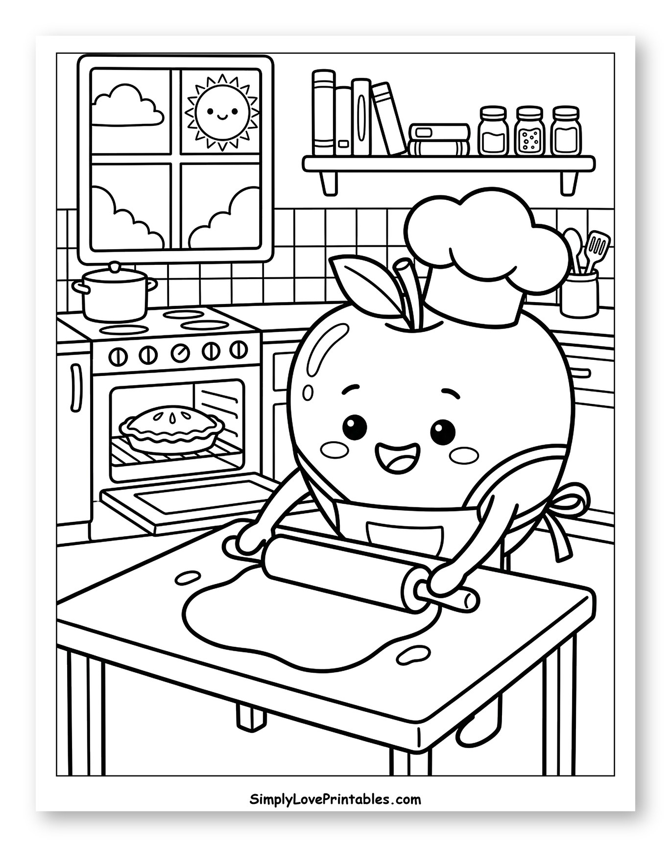 Happy Apple Making Pie Dough in Kitchen