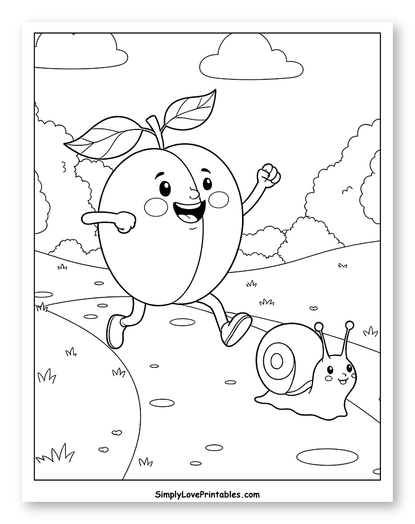 Happy Apricot Running with a Snail