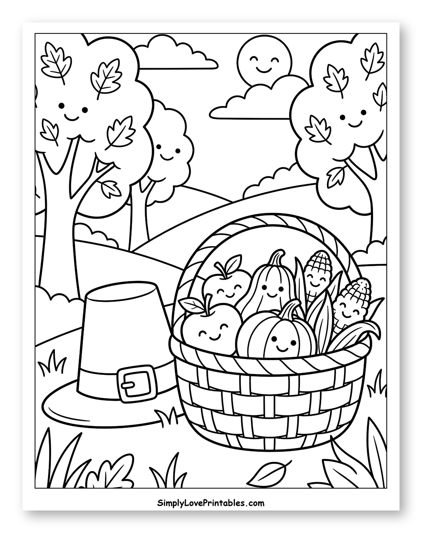 Happy Autumn Harvest with Pilgrim Hat