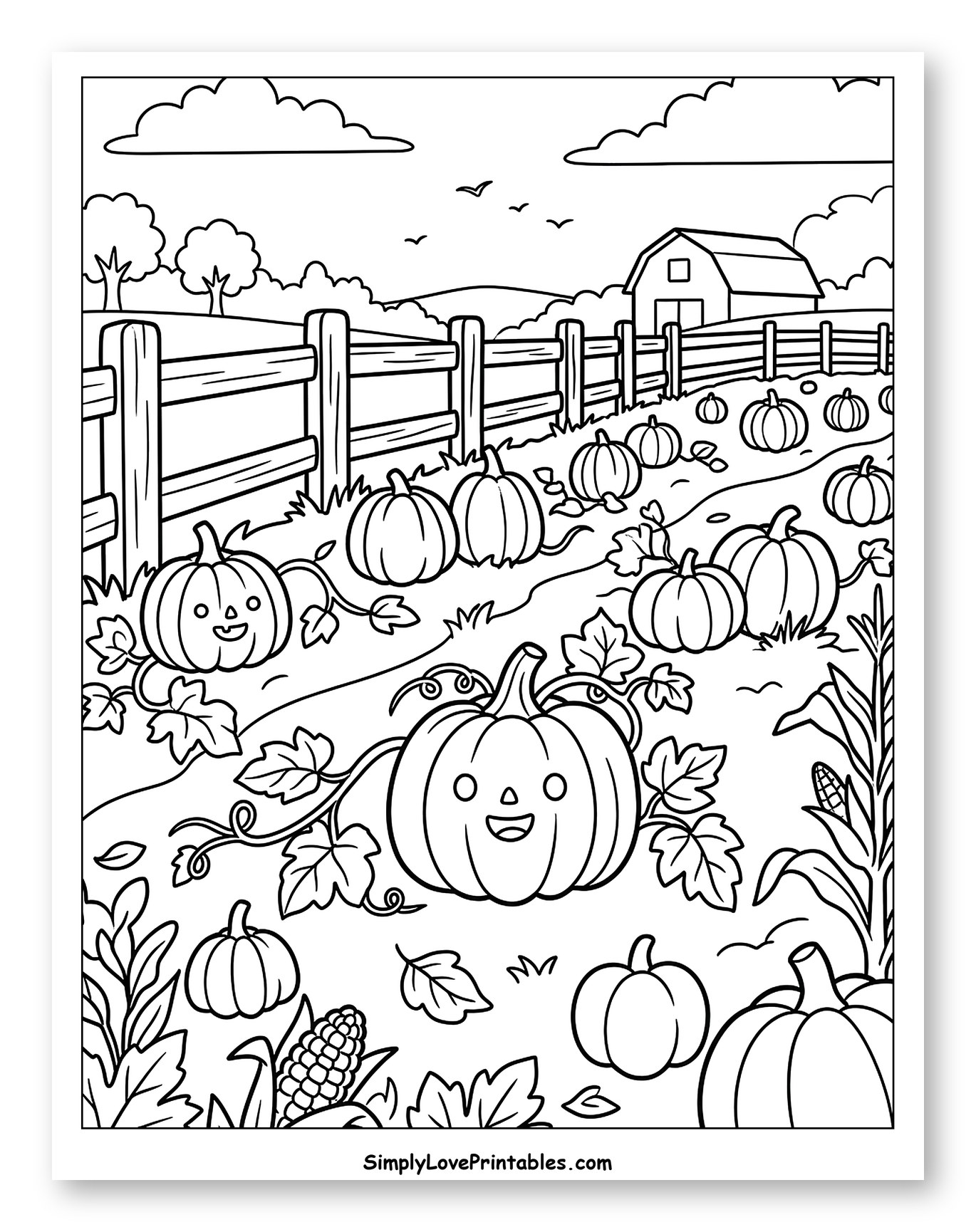 Happy Autumn Pumpkin Patch by the Barn