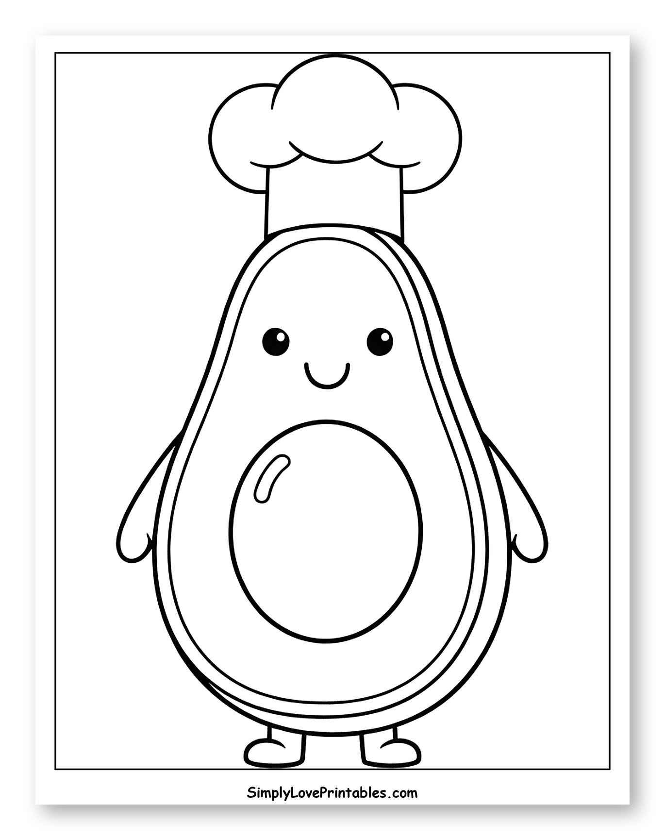 Happy Avocado Character with Chef Hat