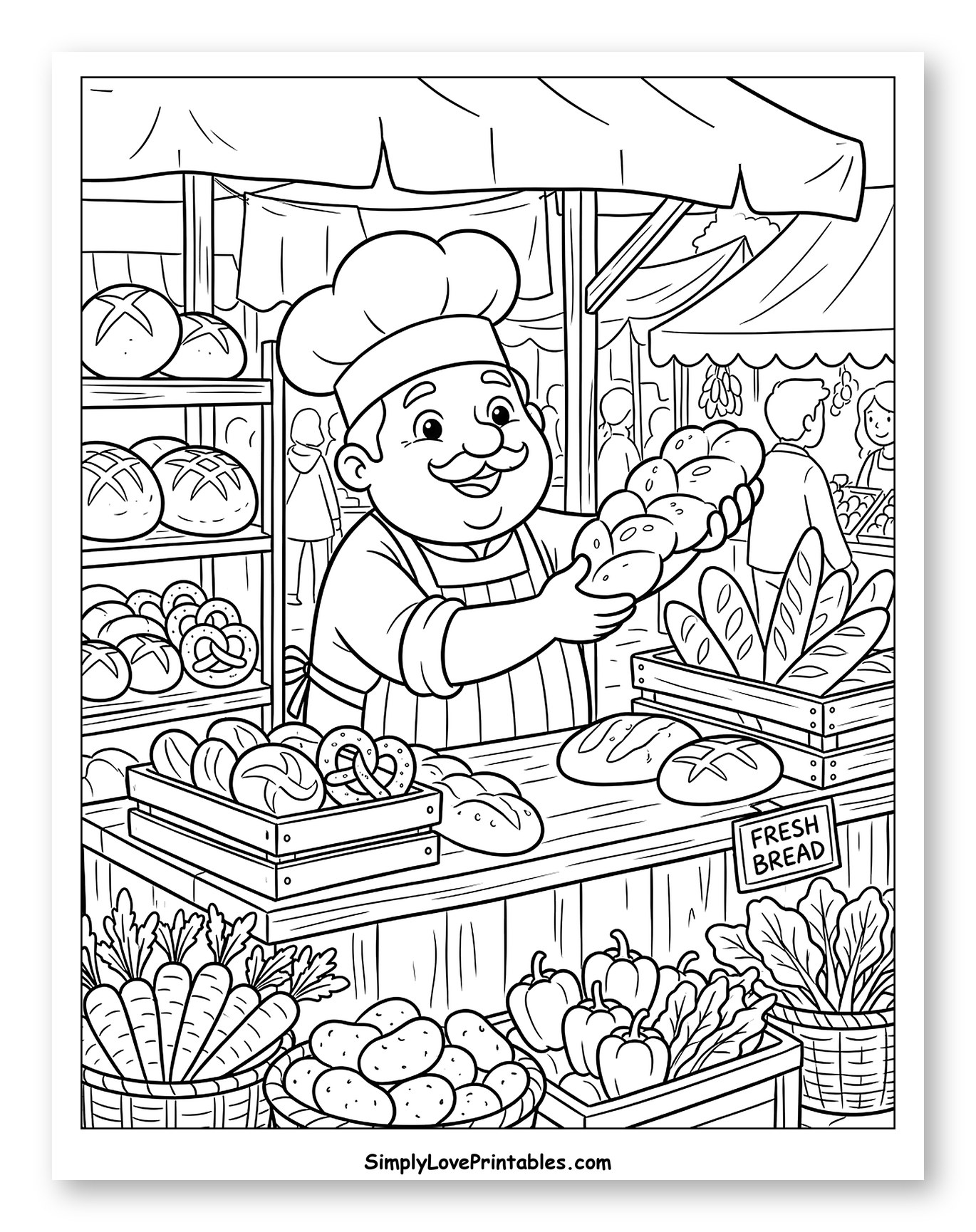 Happy Baker Selling Fresh Bread