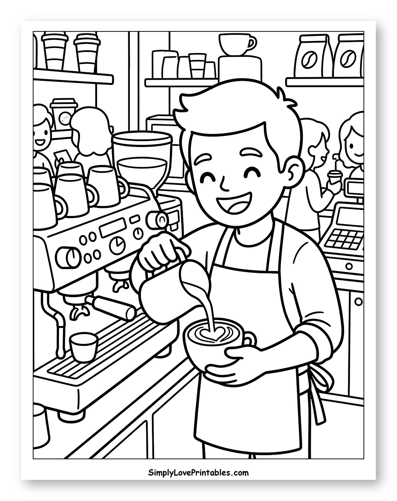Happy Barista Making Latte Art