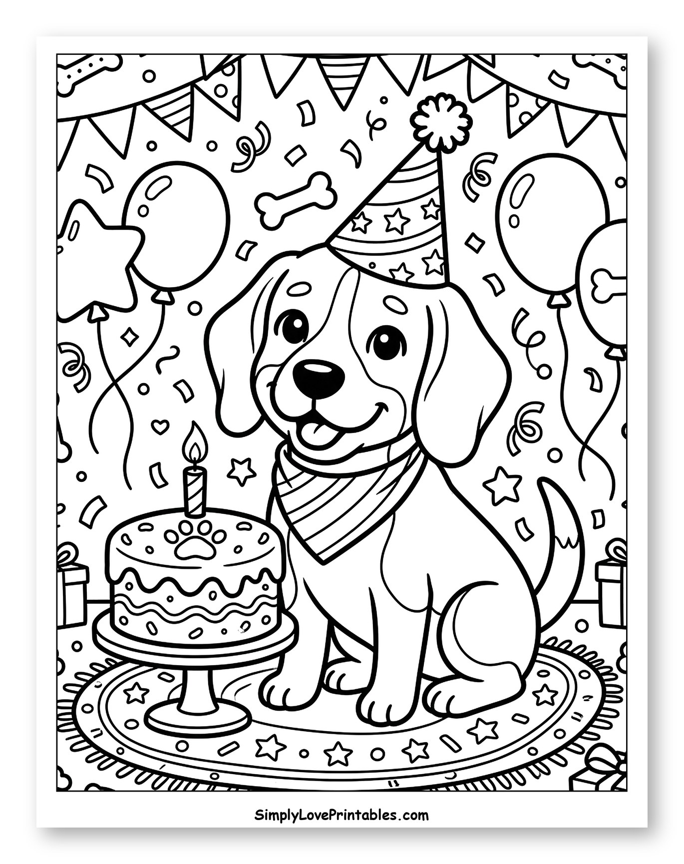 Happy Beagle Dog at Birthday Party