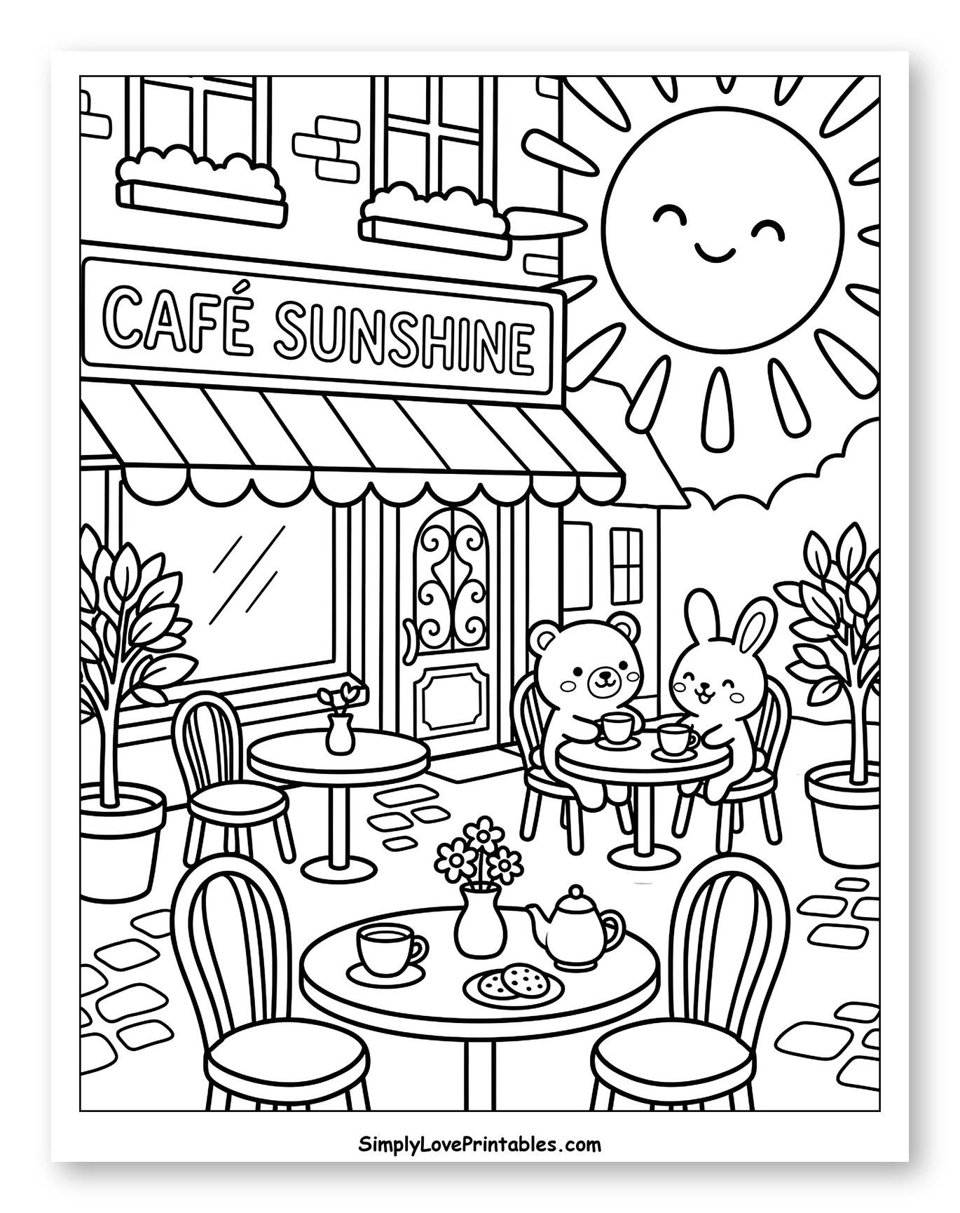 Happy Bear and Bunny at Cafe Sunshine
