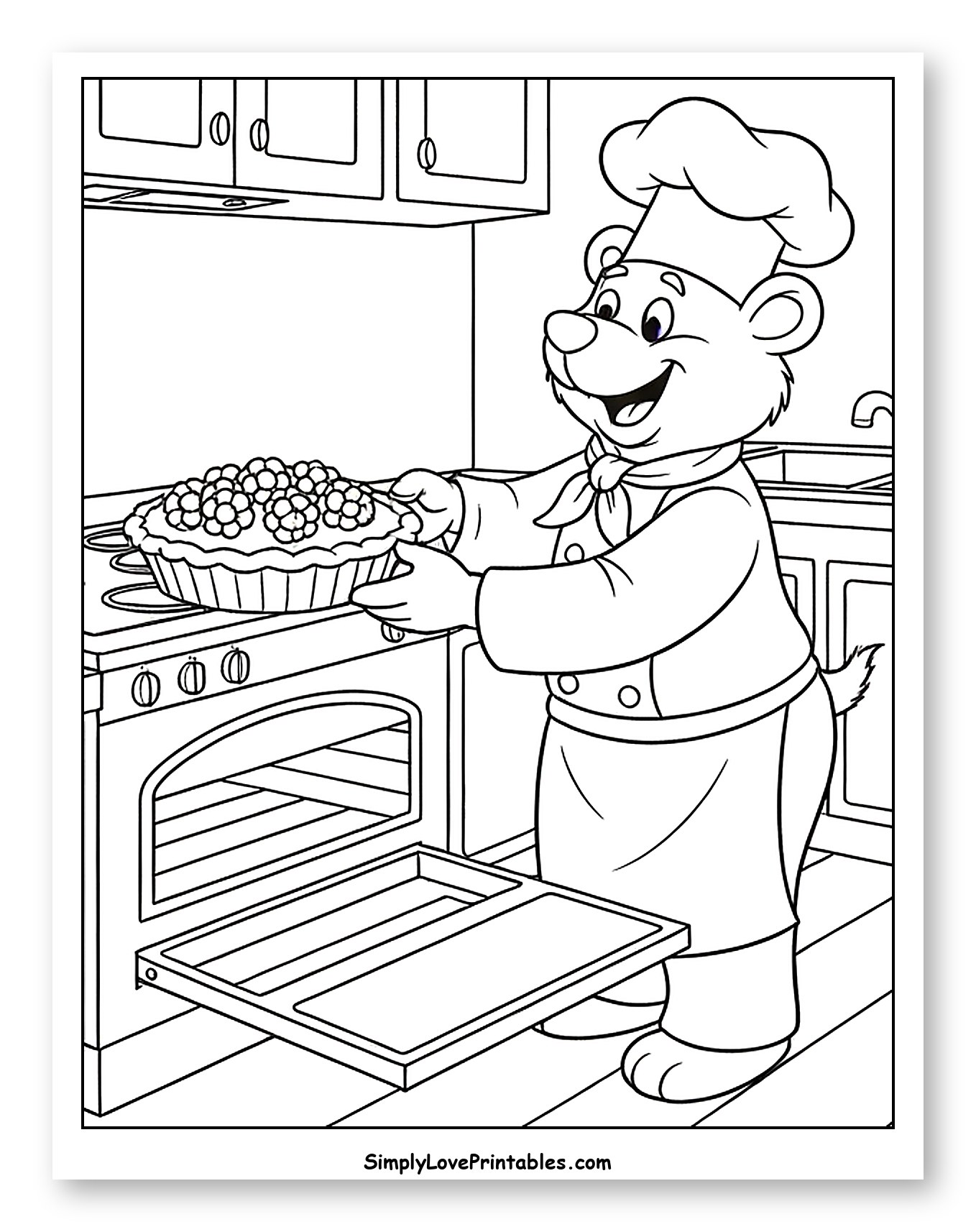 Happy Bear Chef Baking Berry Pie
