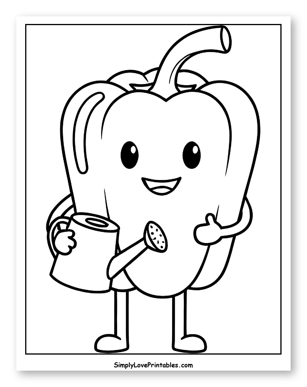 Happy Bell Pepper with Watering Can
