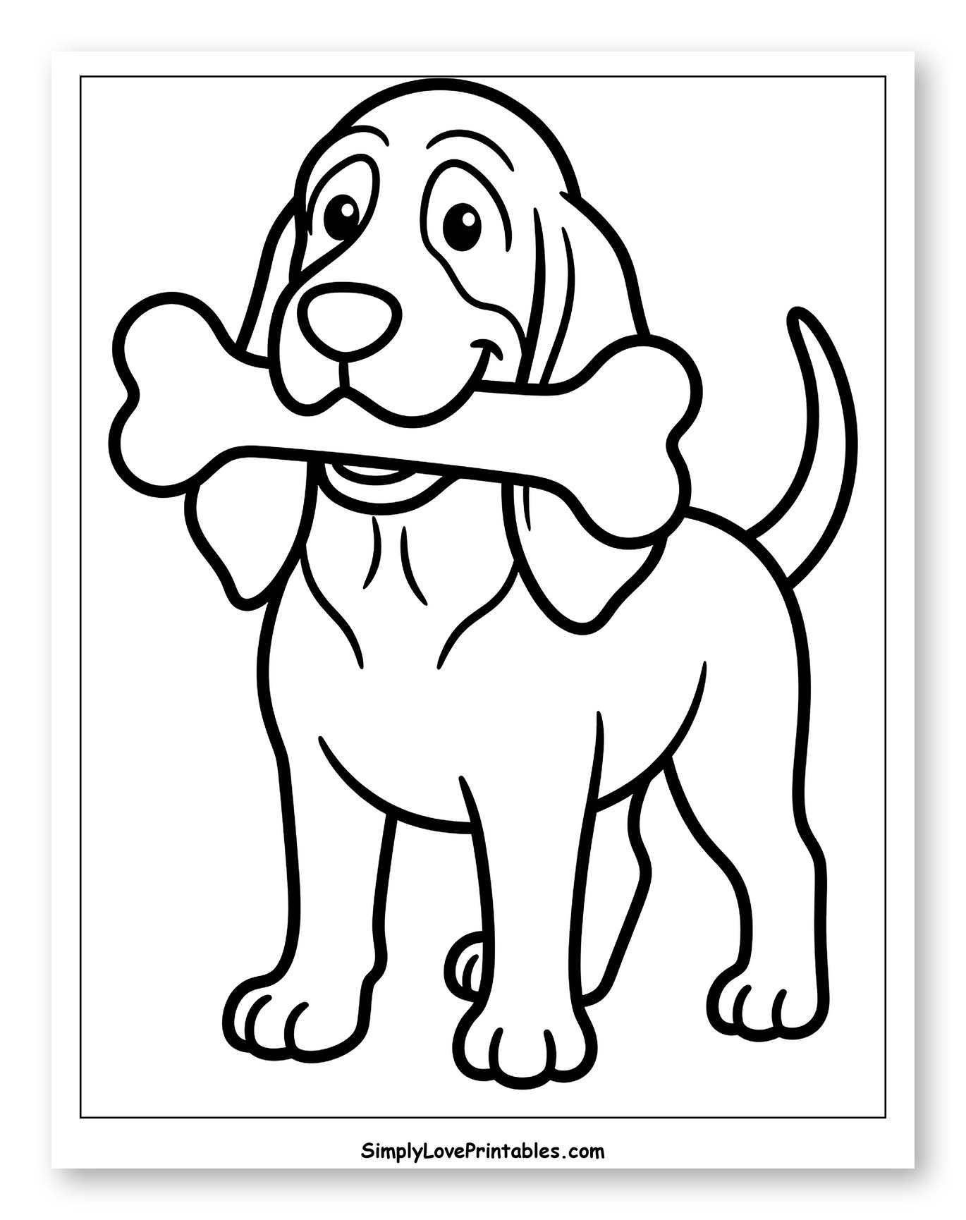 Happy Bloodhound Puppy Holding a Bone