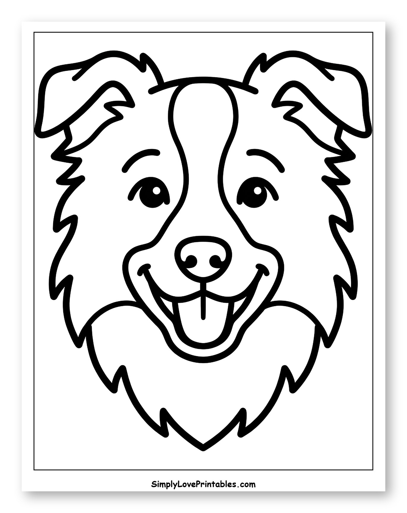 Happy Border Collie Face Outline