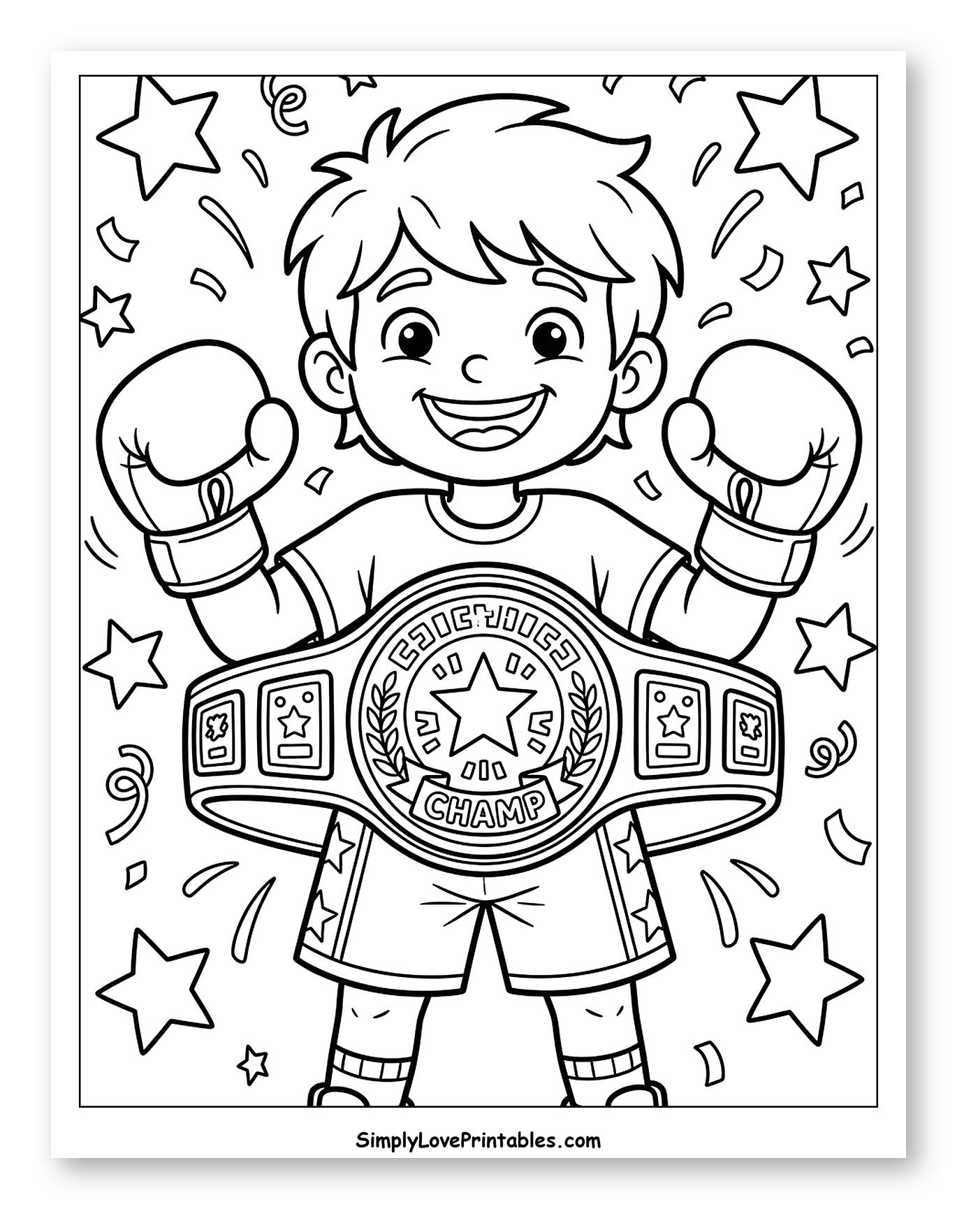 Happy Boxer Kid with Championship Belt