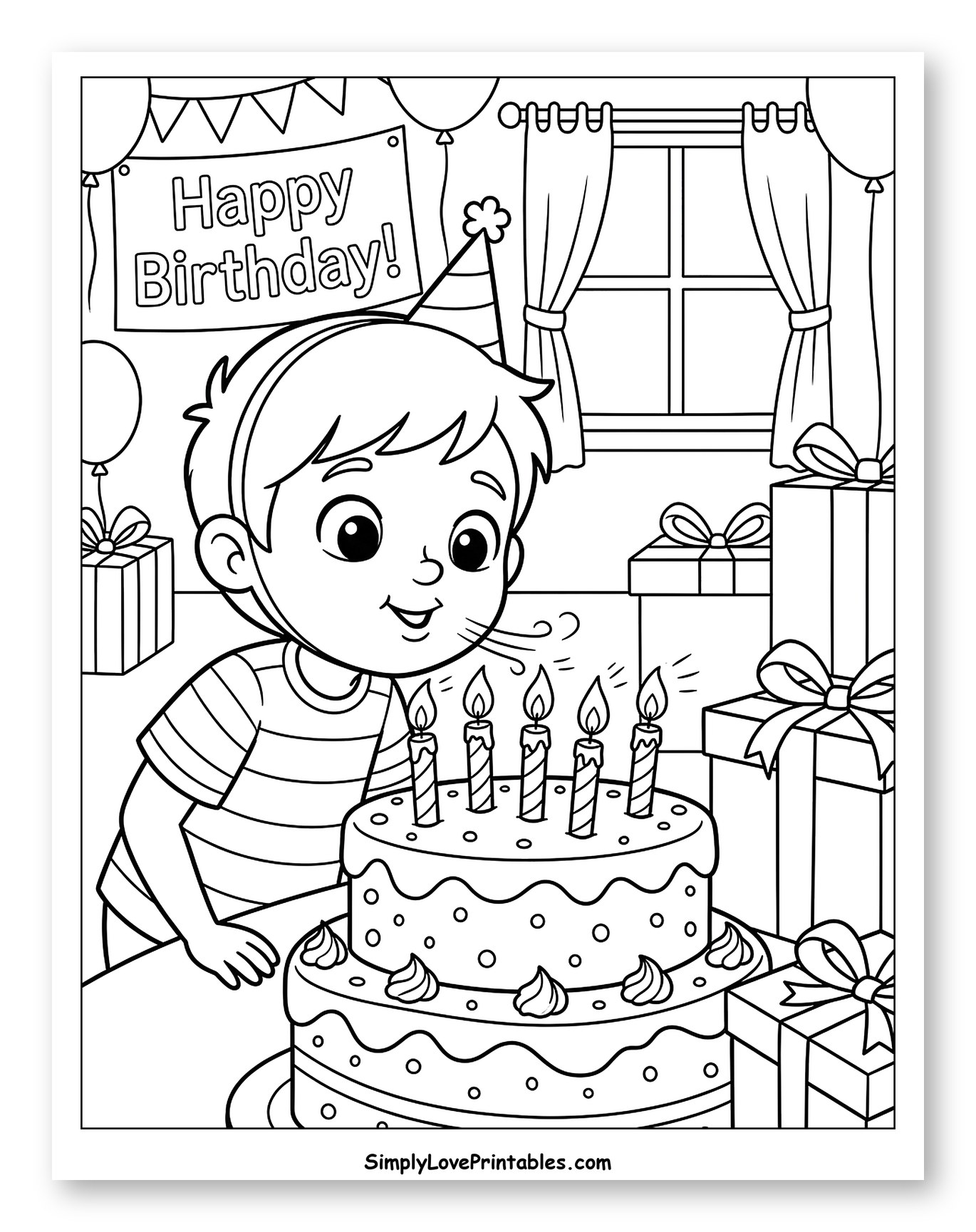 Happy Boy Blowing Out Birthday Candles