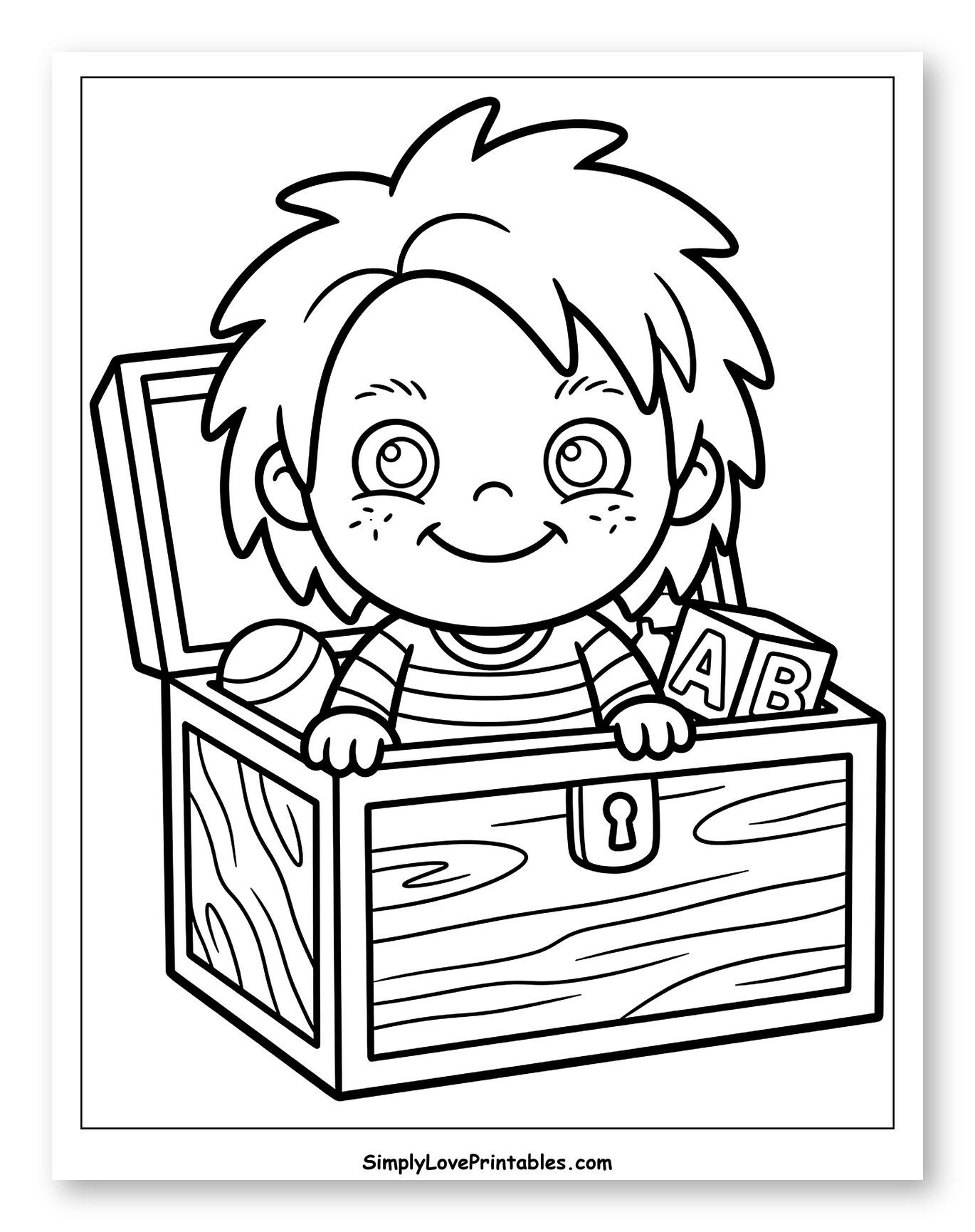 Happy Boy Peeking from a Treasure Chest