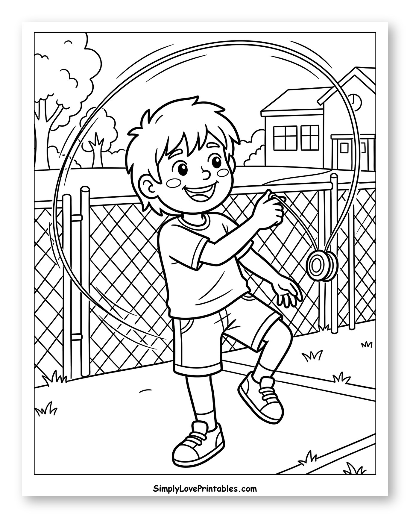Happy Boy Playing Yoyo Outdoors