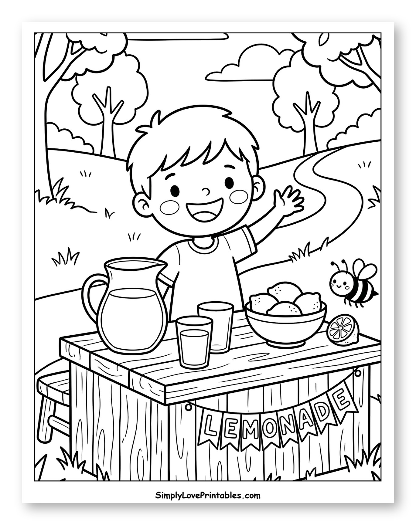 Happy Boy Selling Lemonade at Outdoor Stand