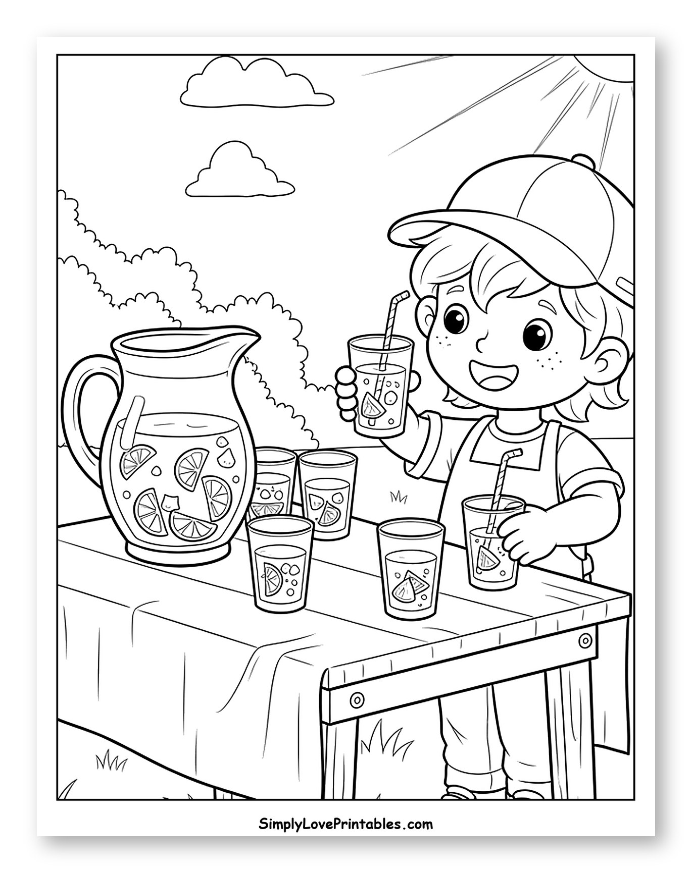 Happy Boy Selling Refreshing Lemonade Outdoors