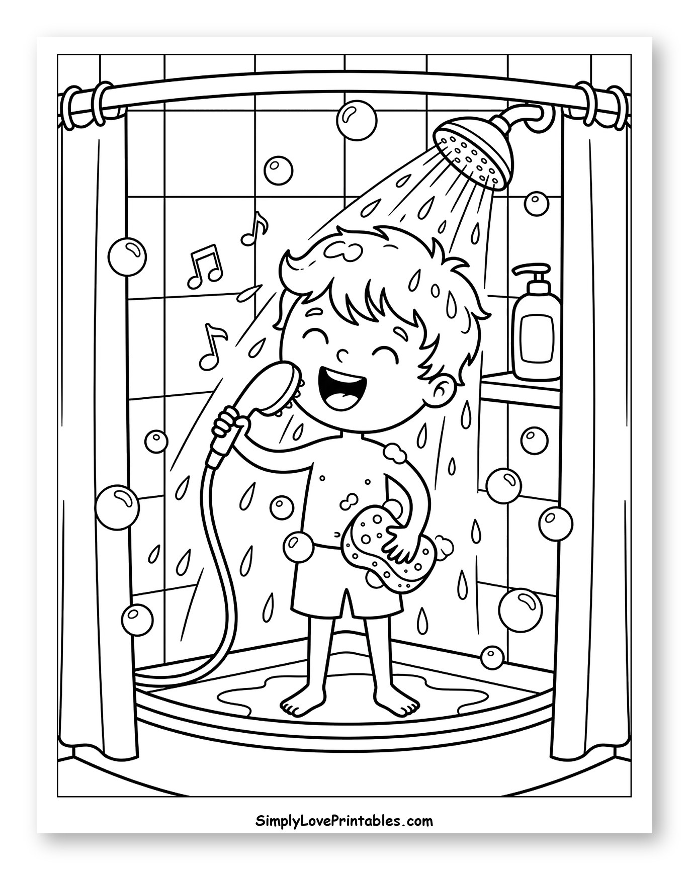 Happy Boy Singing in the Shower