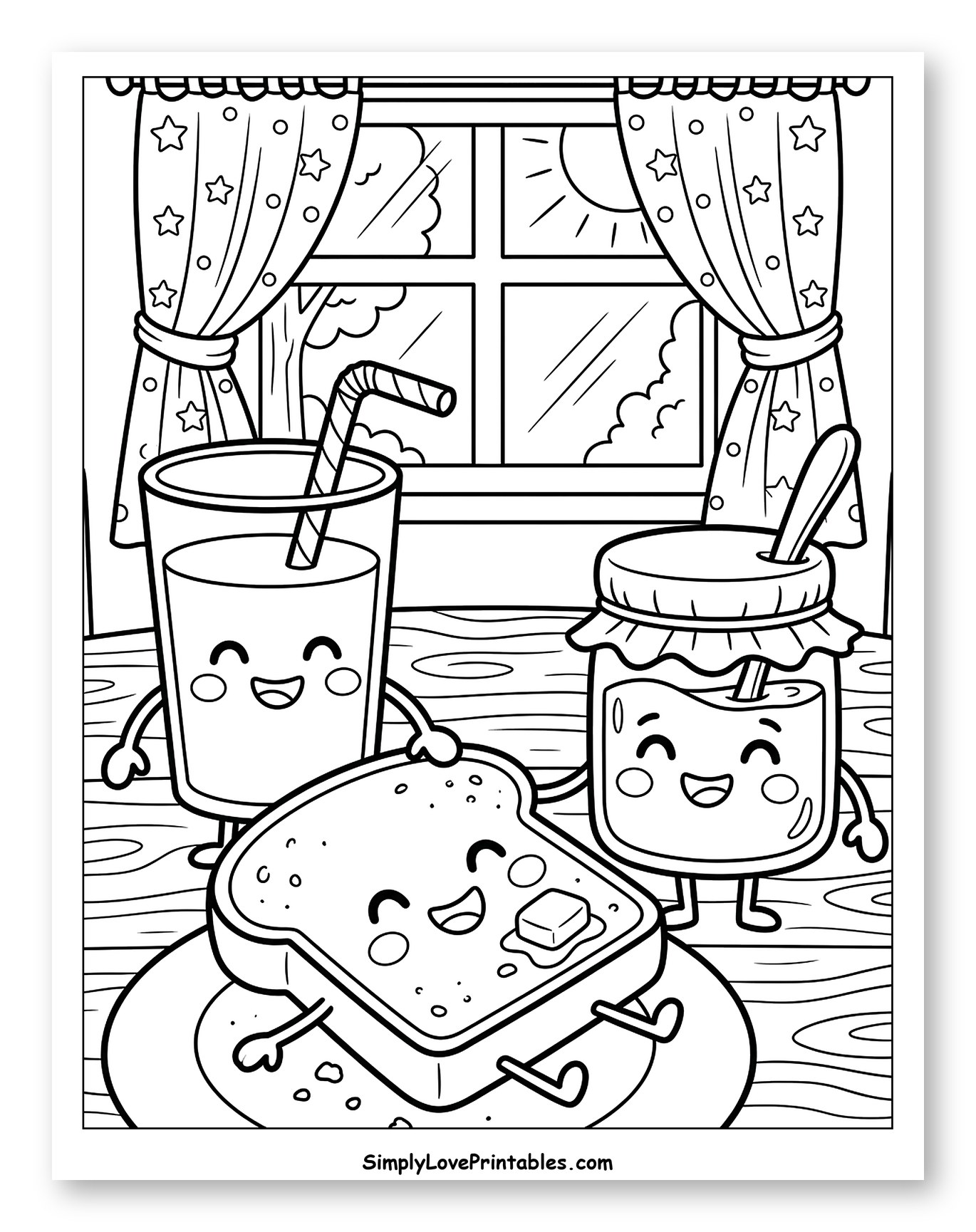 Happy Breakfast Toast, Juice, and Jam