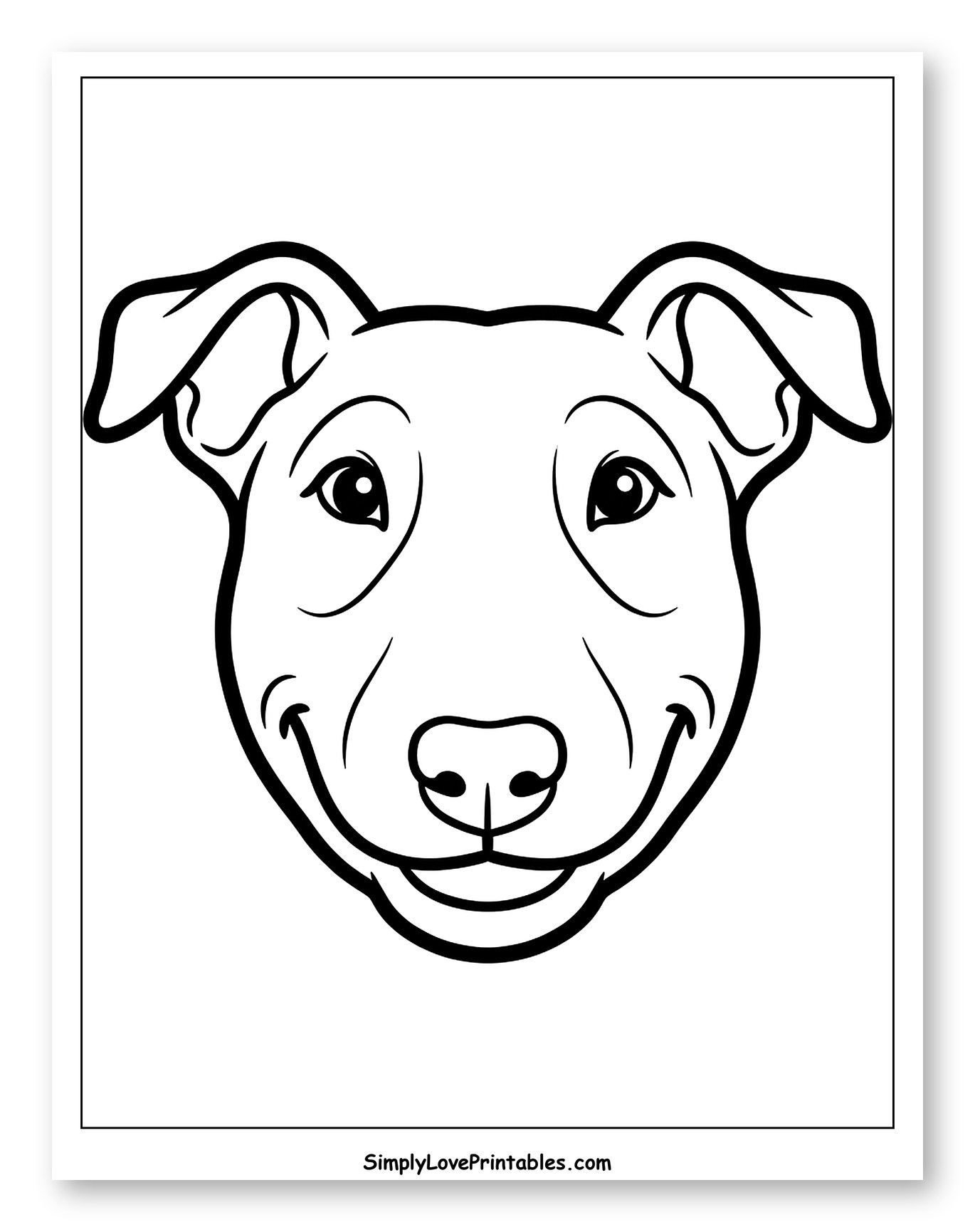 Happy Bull Terrier Face Outline