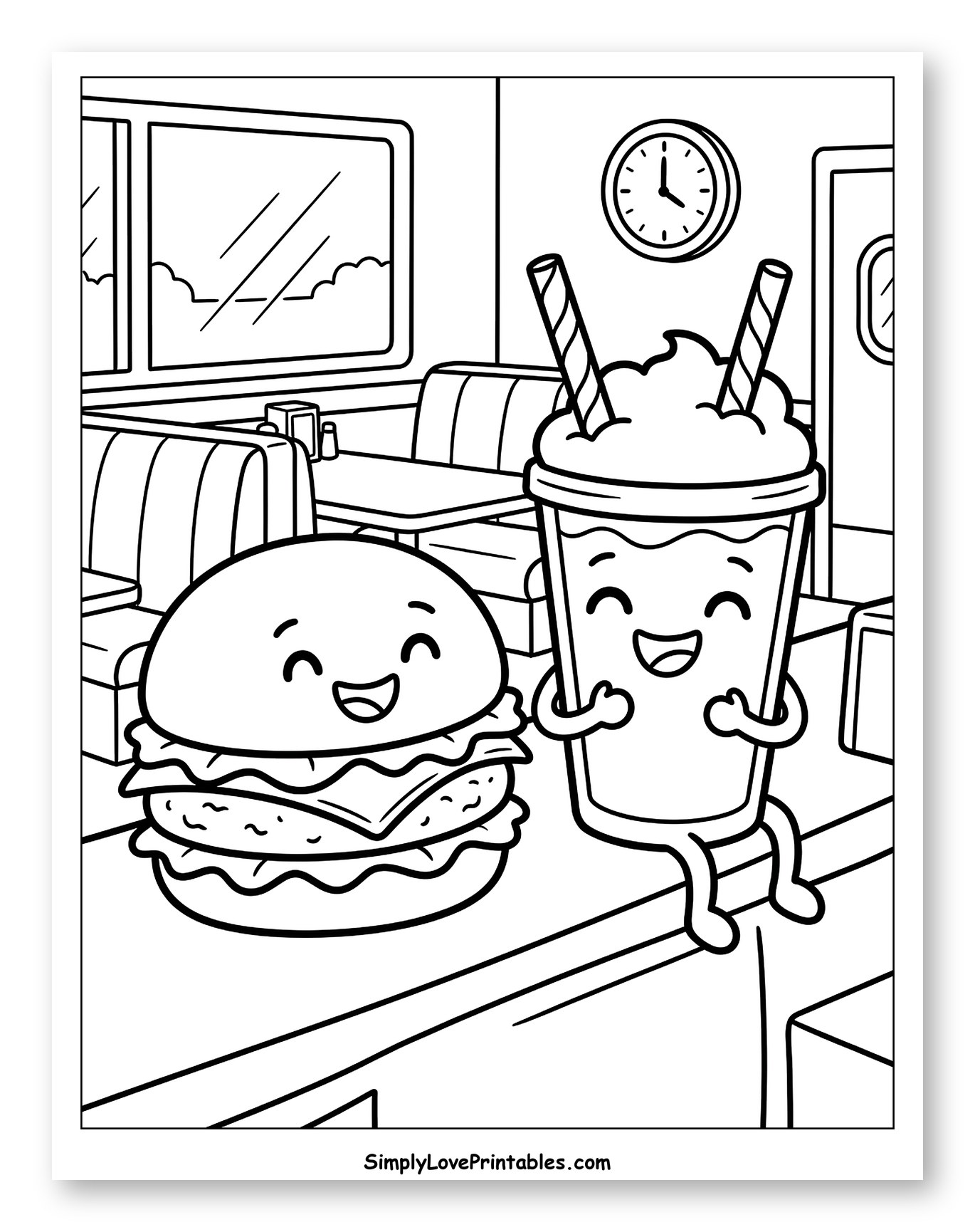 Happy Burger and Milkshake in Diner