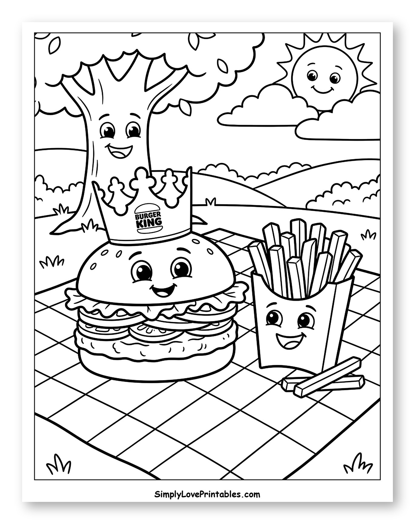 Happy Burger King Meal Picnic Scene