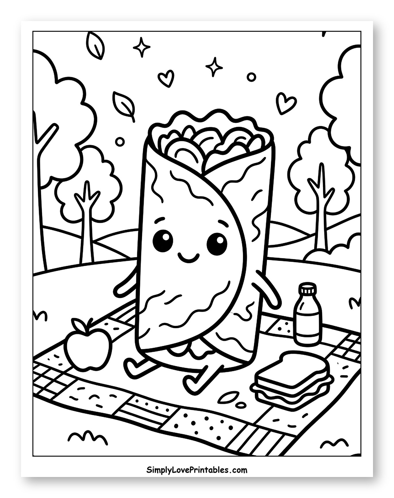 Happy Burrito Having a Picnic Outdoors