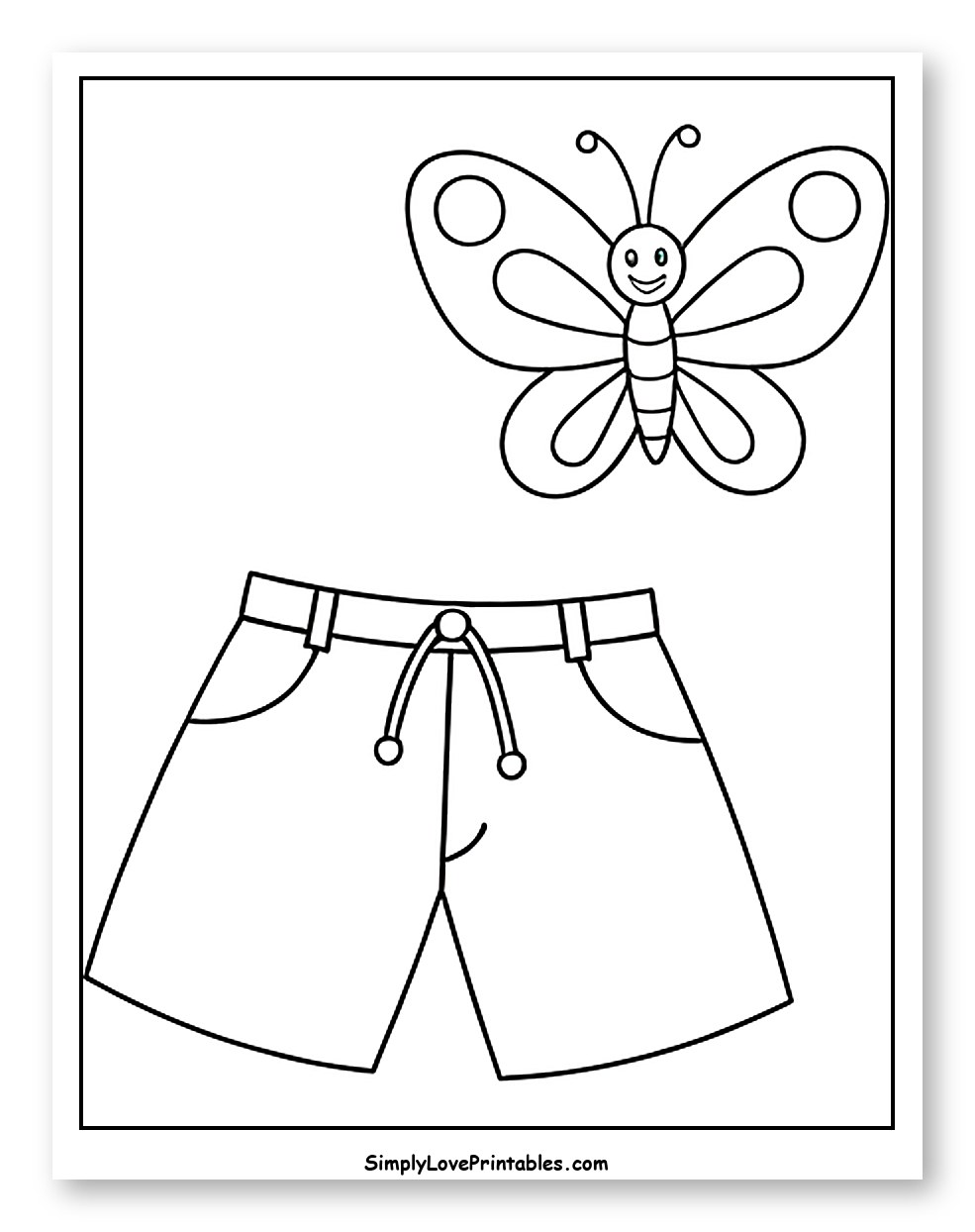 Happy Butterfly and Drawstring Shorts