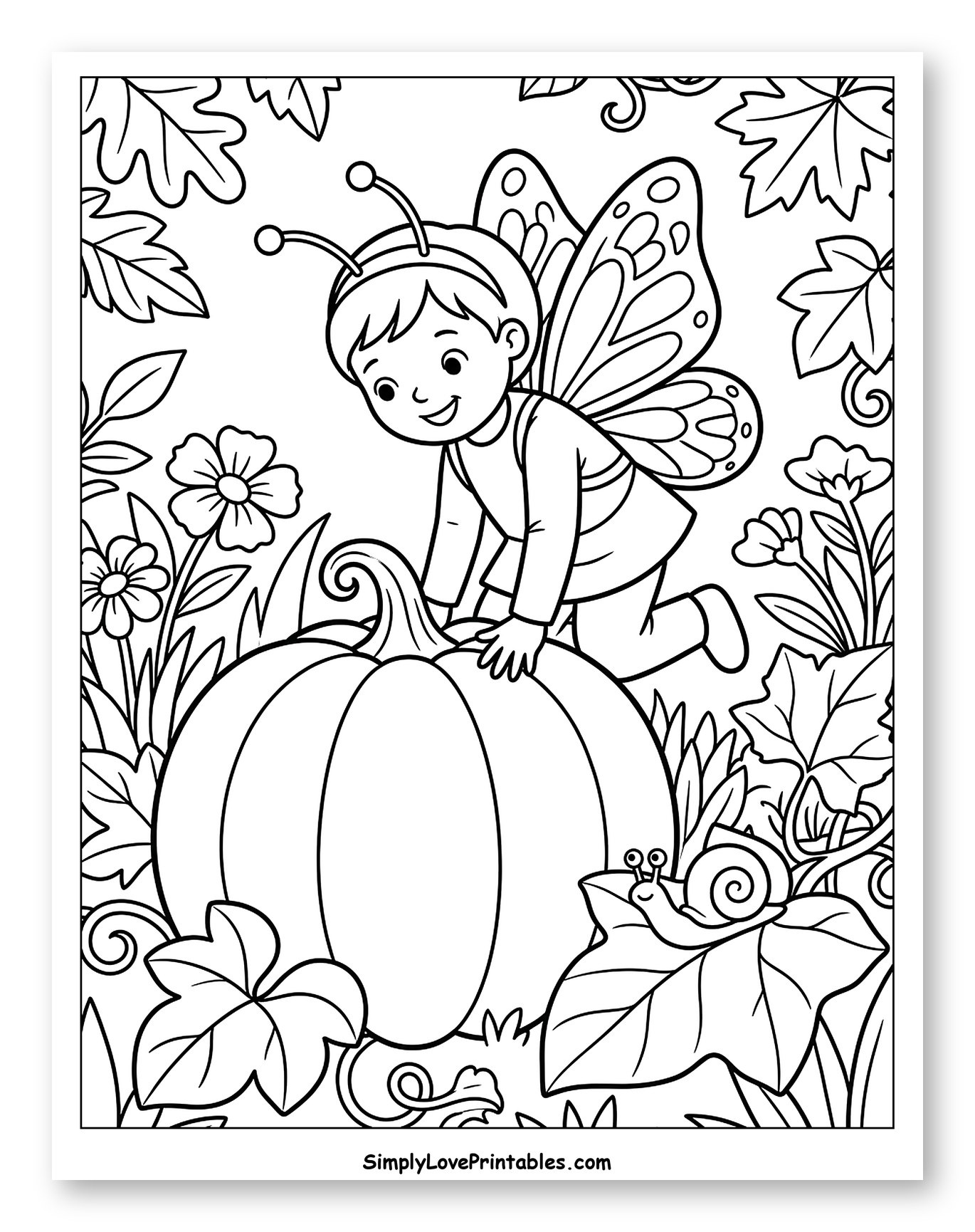 Happy Butterfly Child on a Fall Pumpkin