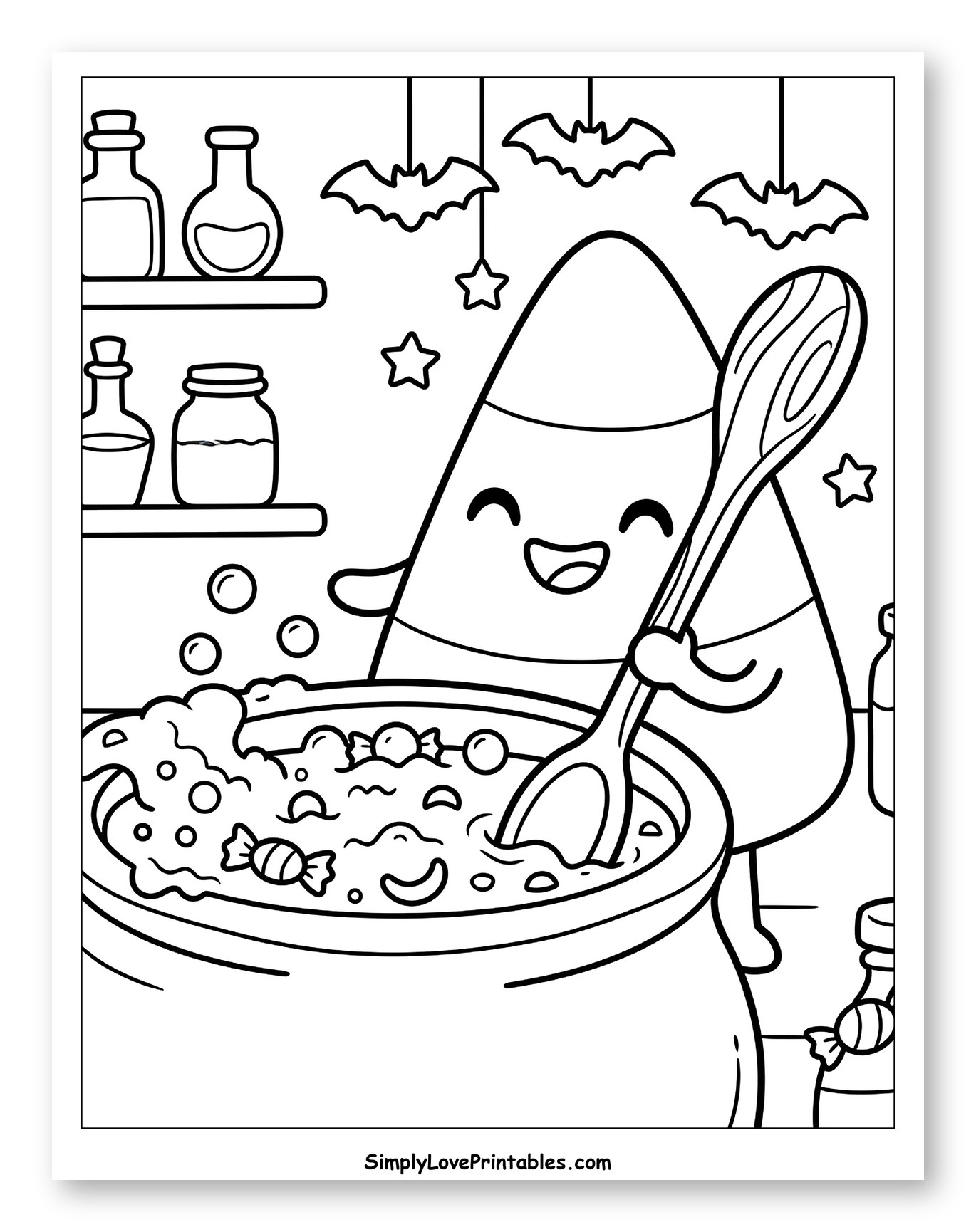 Happy Candy Corn Mixing a Sweet Potion