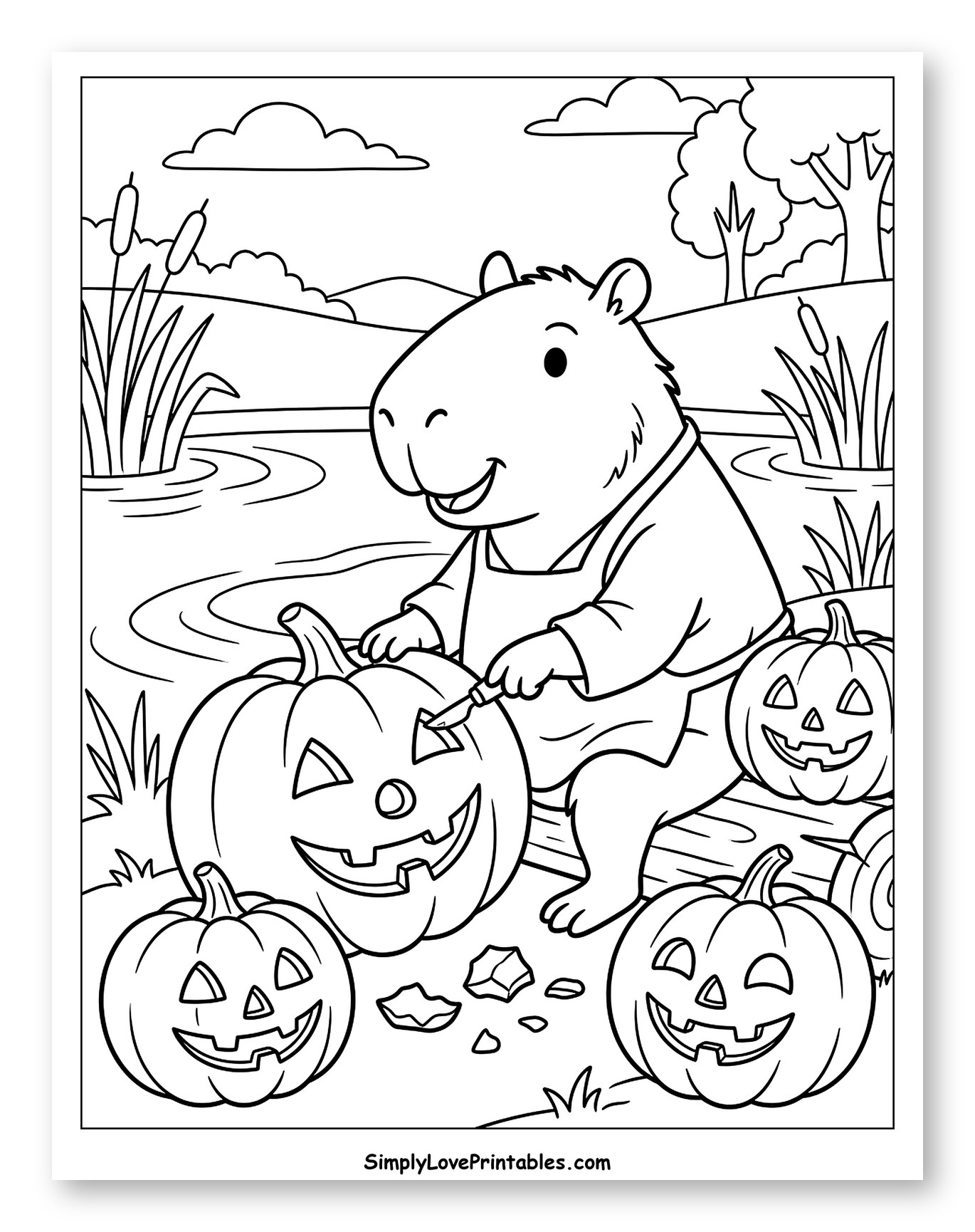 Happy Capybara Carving Jack-o'-lanterns