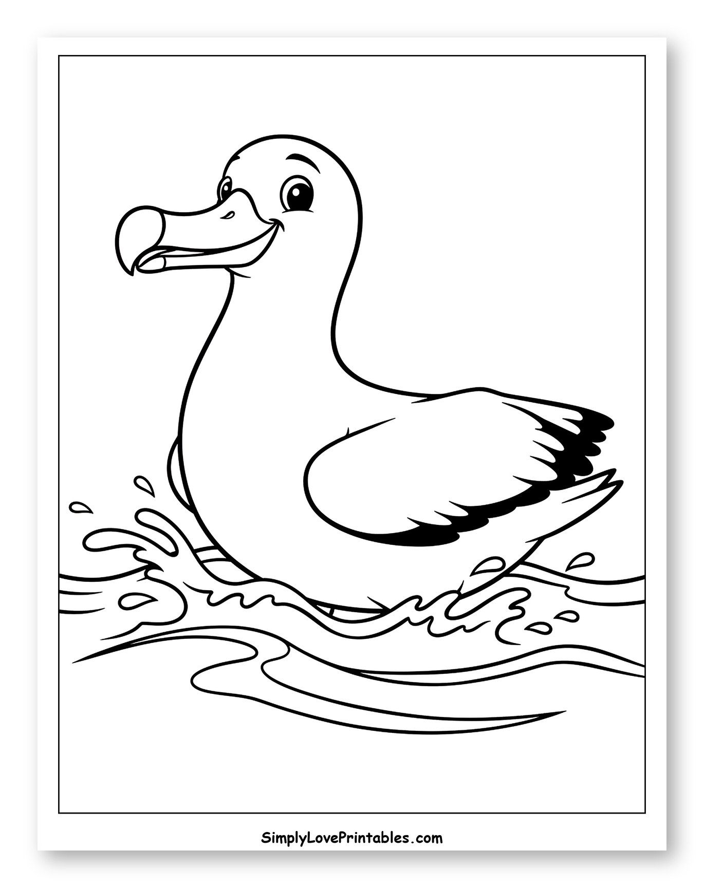Happy Cartoon Albatross Splashing in Water