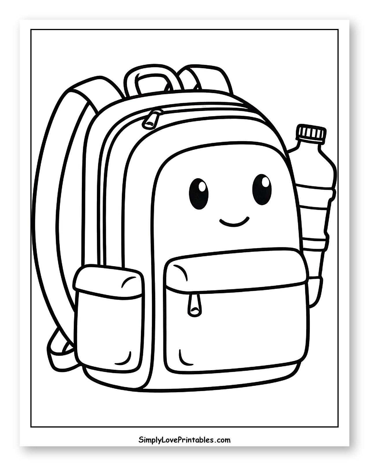 Happy Cartoon Backpack with Water Bottle