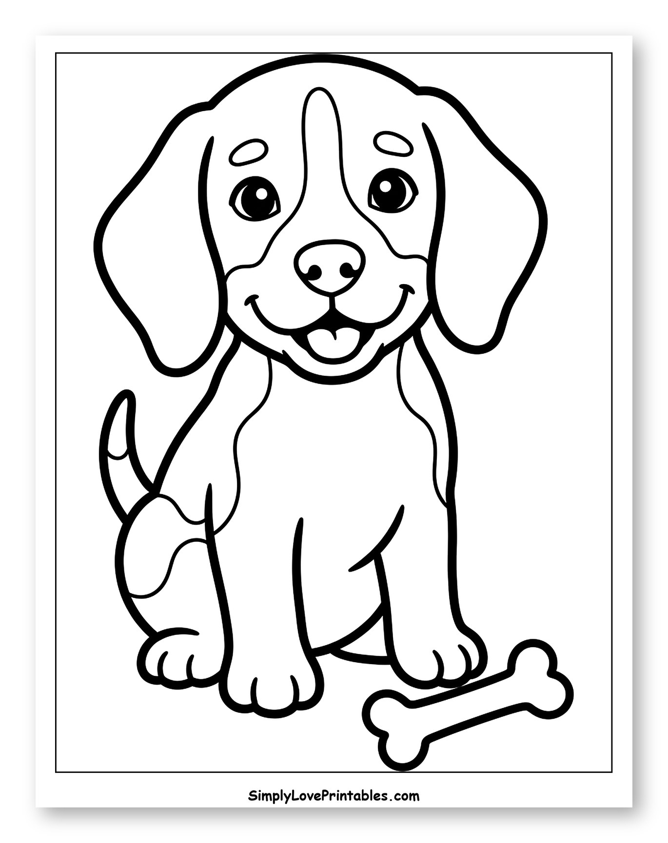 Happy Cartoon Beagle Puppy with a Bone