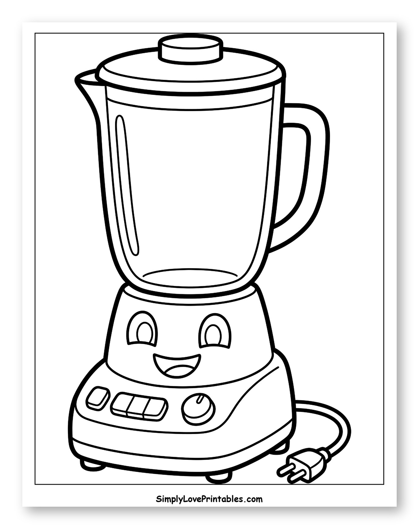 Happy Cartoon Blender Coloring Page for Toddlers