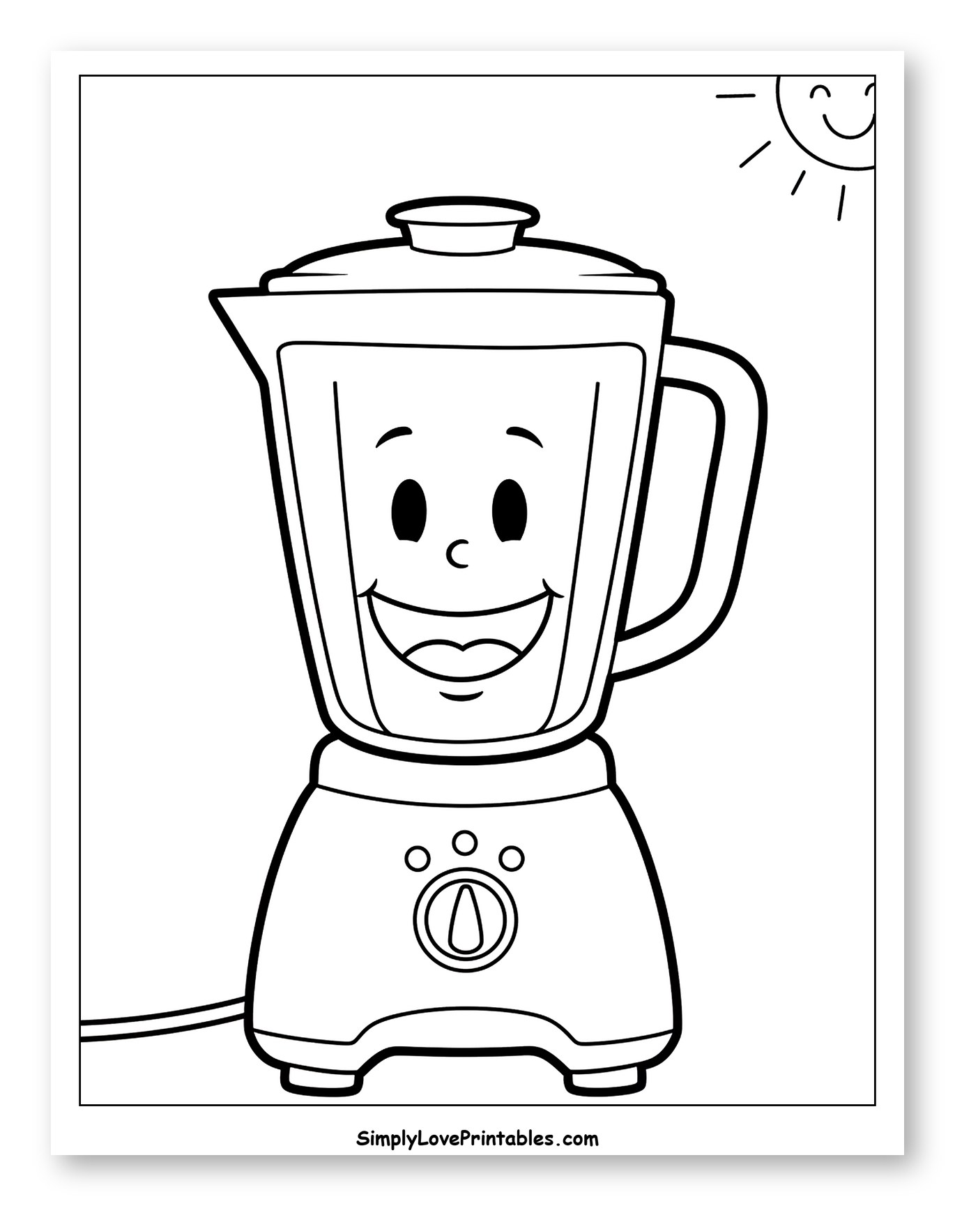 Happy Cartoon Blender with Smiling Sun