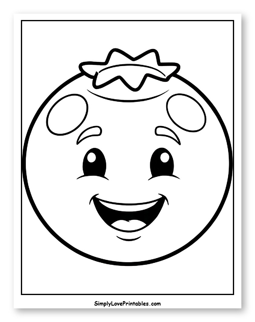 Happy Cartoon Blueberry with a Smile