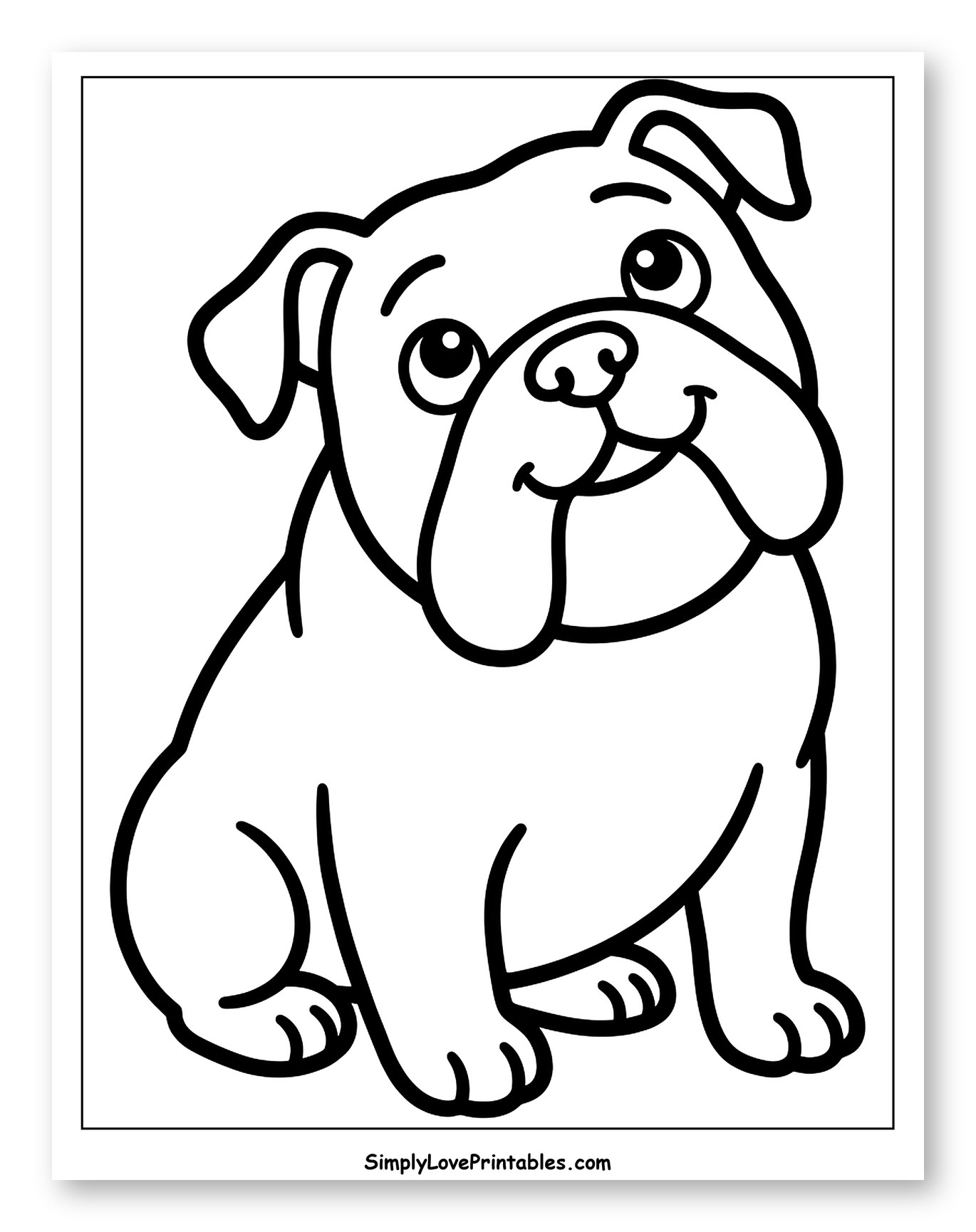 Happy Cartoon Bulldog Looking Up