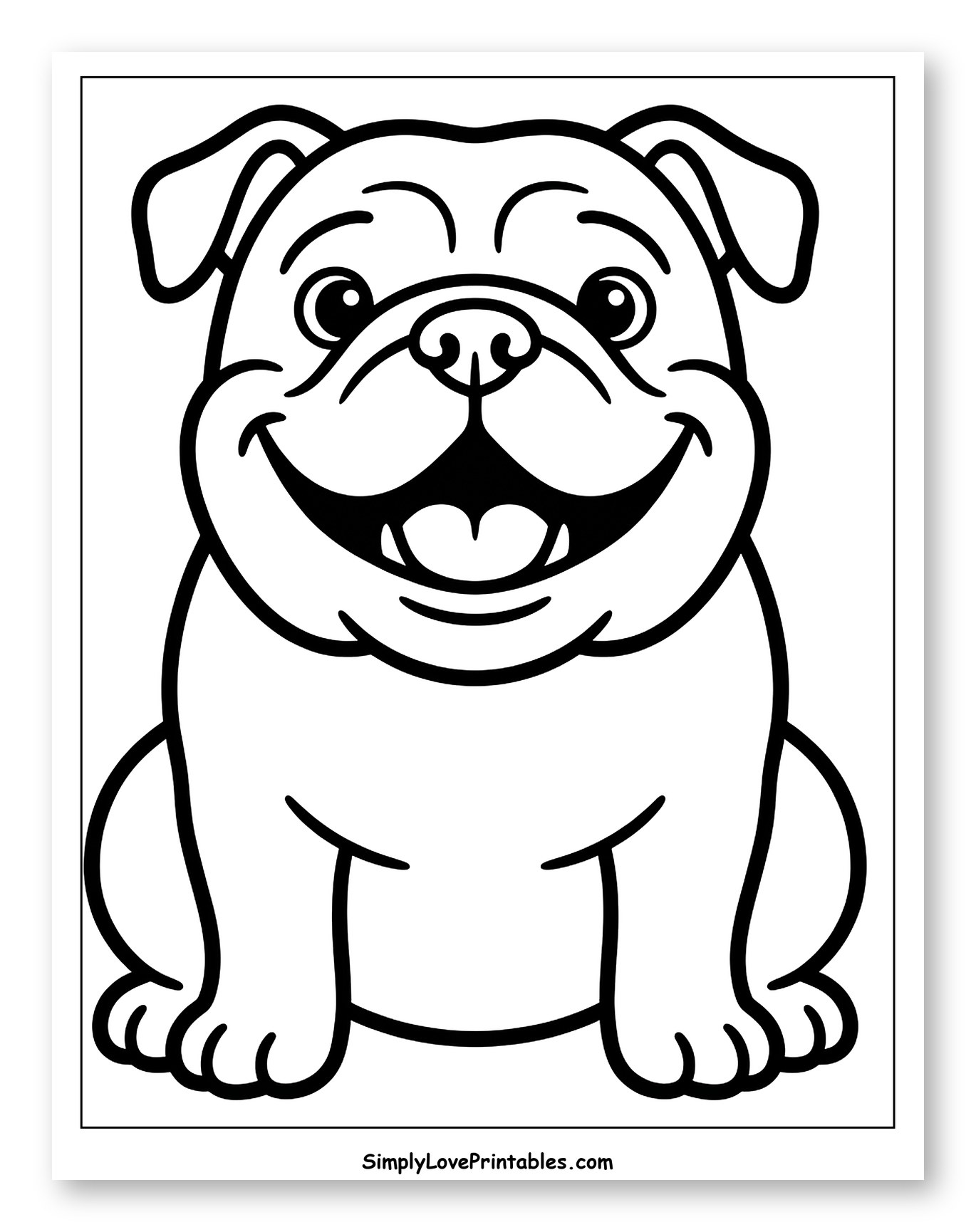 Happy Cartoon Bulldog Sitting