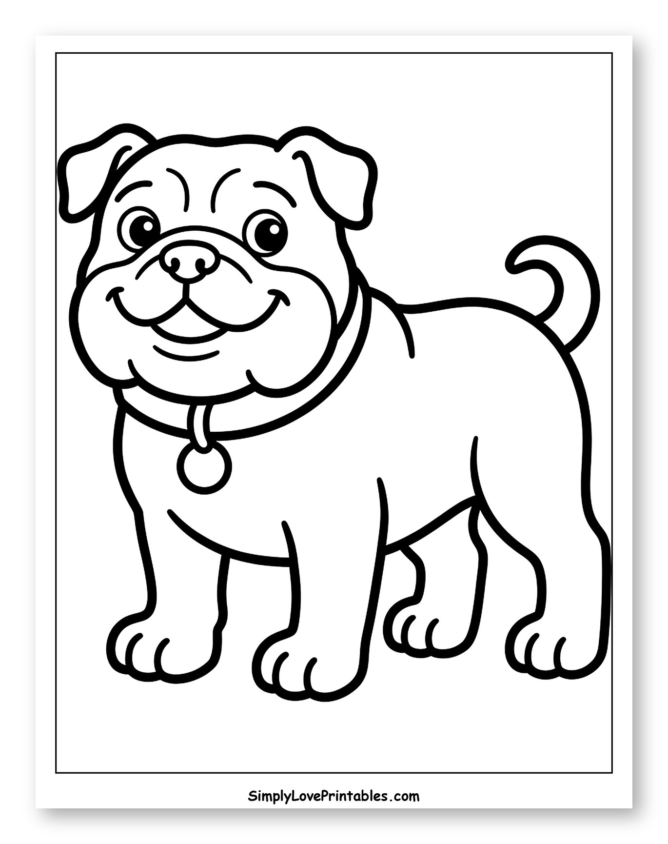Happy Cartoon Bulldog With Collar