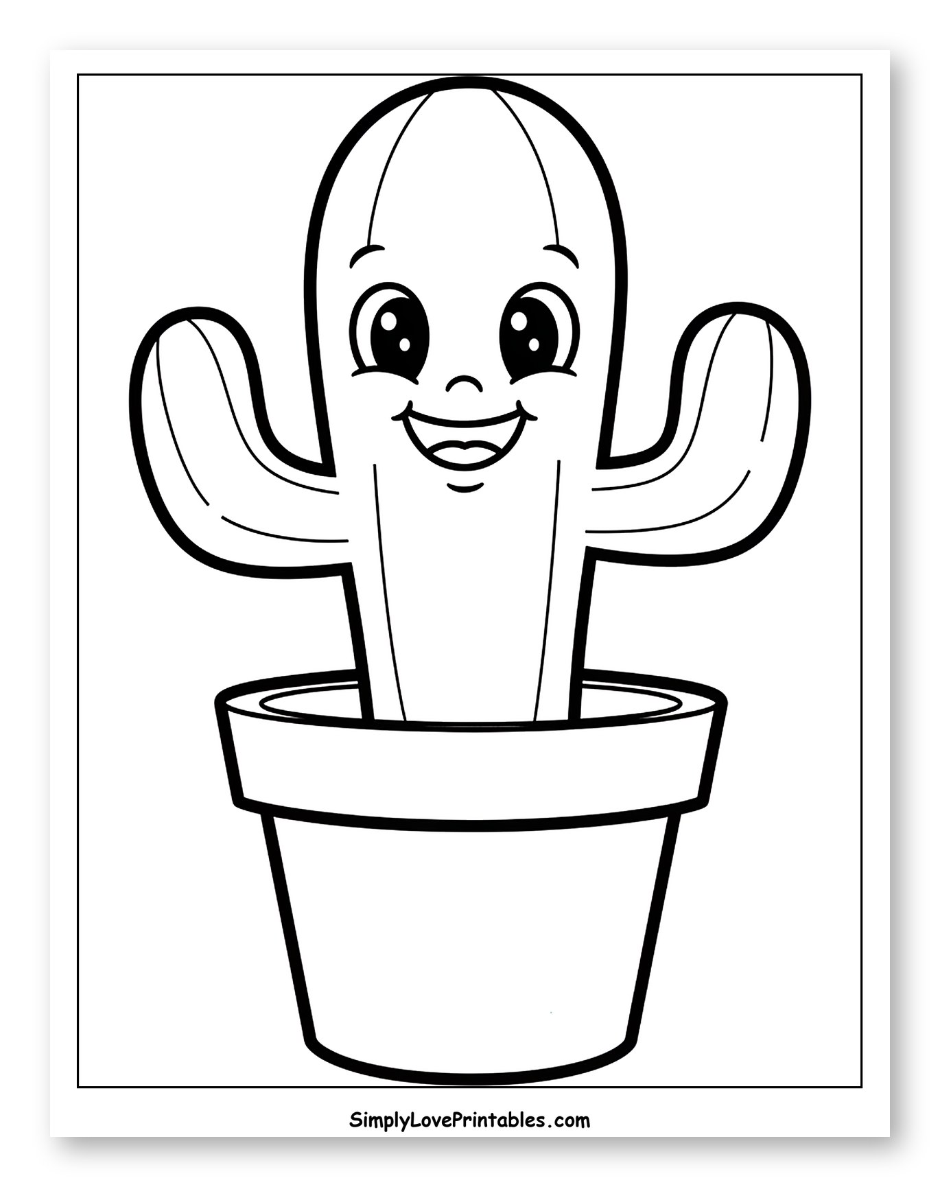 Happy Cartoon Cactus in a Flower Pot
