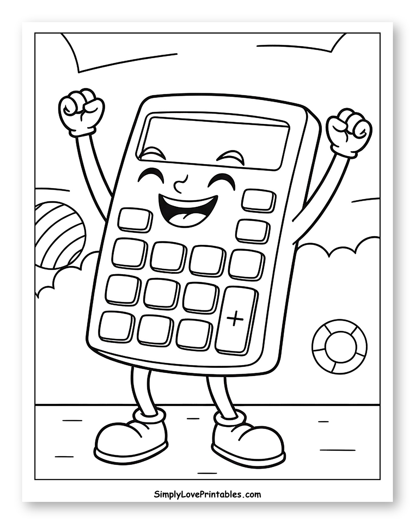 Happy Cartoon Calculator Raising Fists