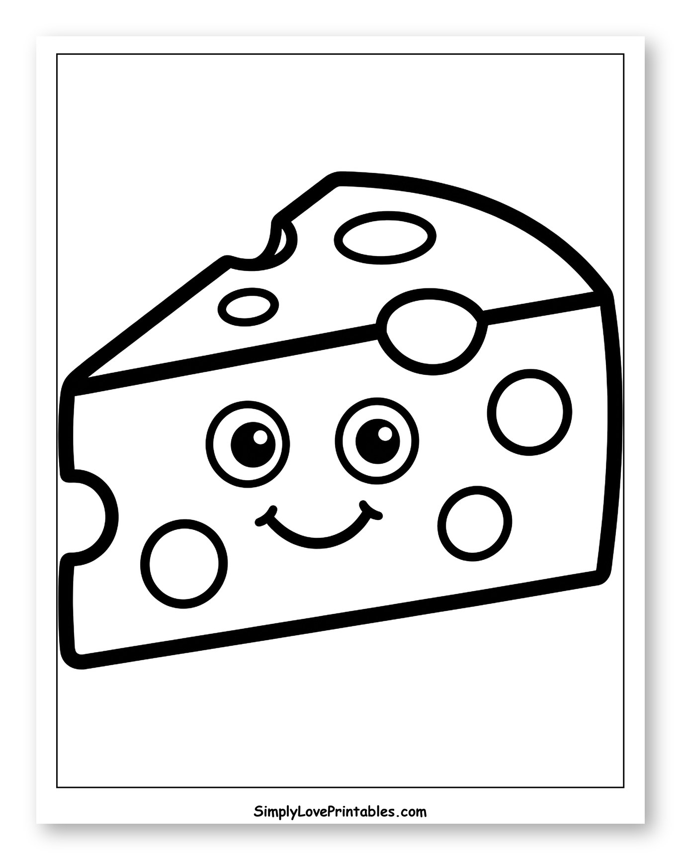 Happy Cartoon Cheese Wedge with a Face